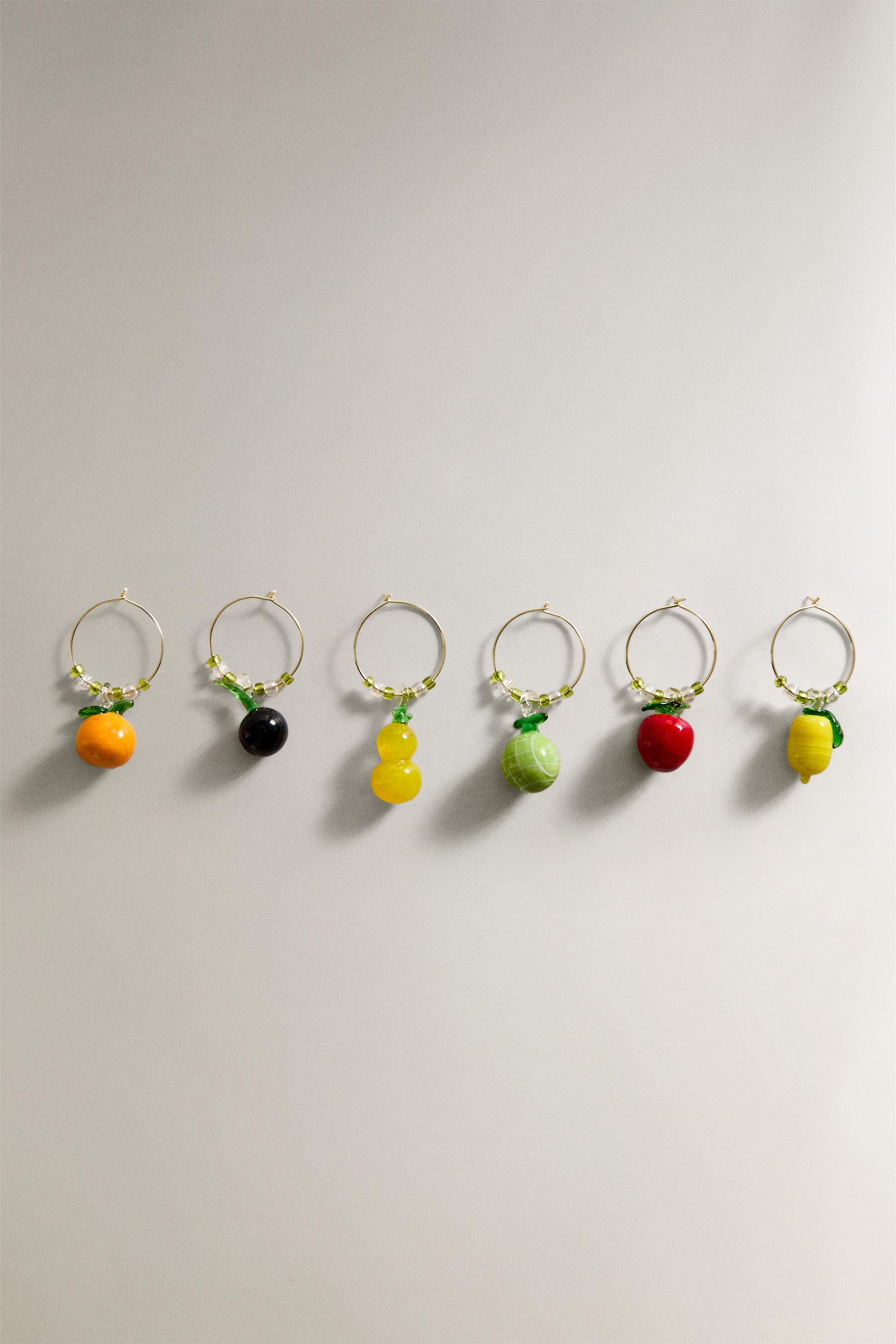 SET OF FRUIT GLASS CHARMS (SET OF 6)