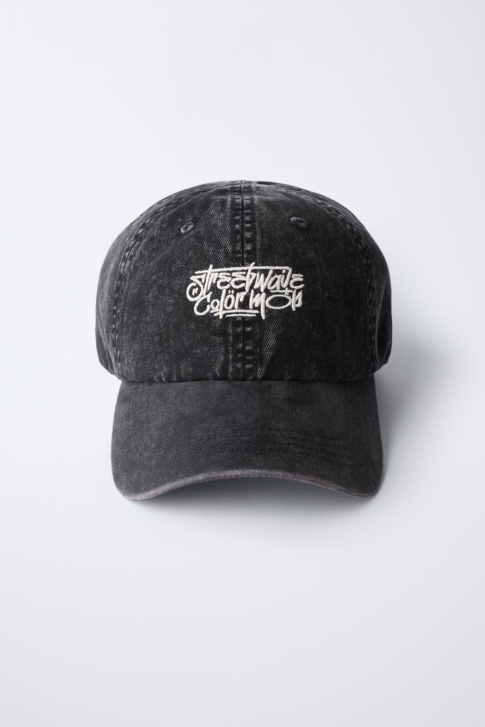 WASHED EFFECT EMBROIDERED TEXT CAP
