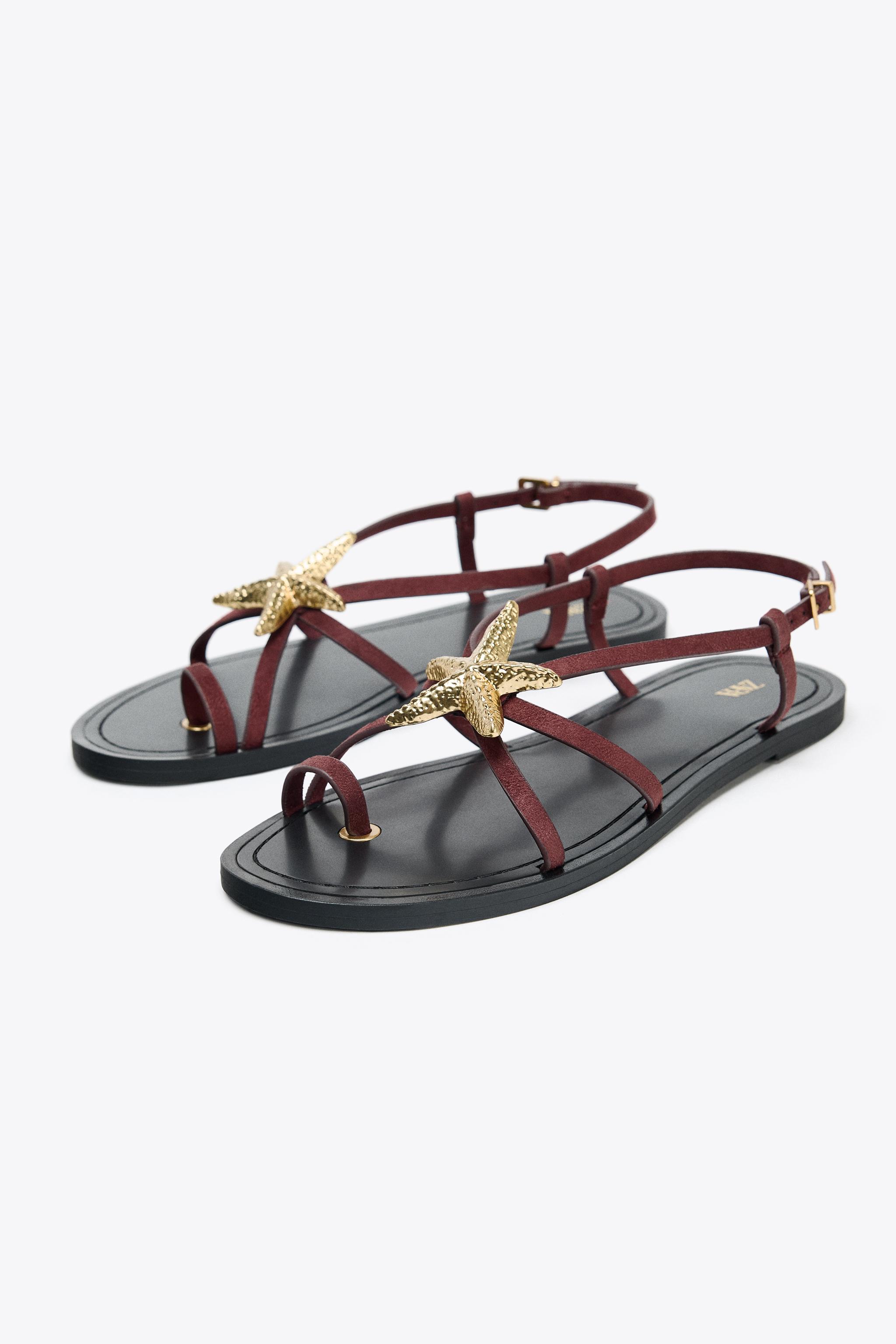 STRAPPY SANDALS WITH METALLIC DETAIL