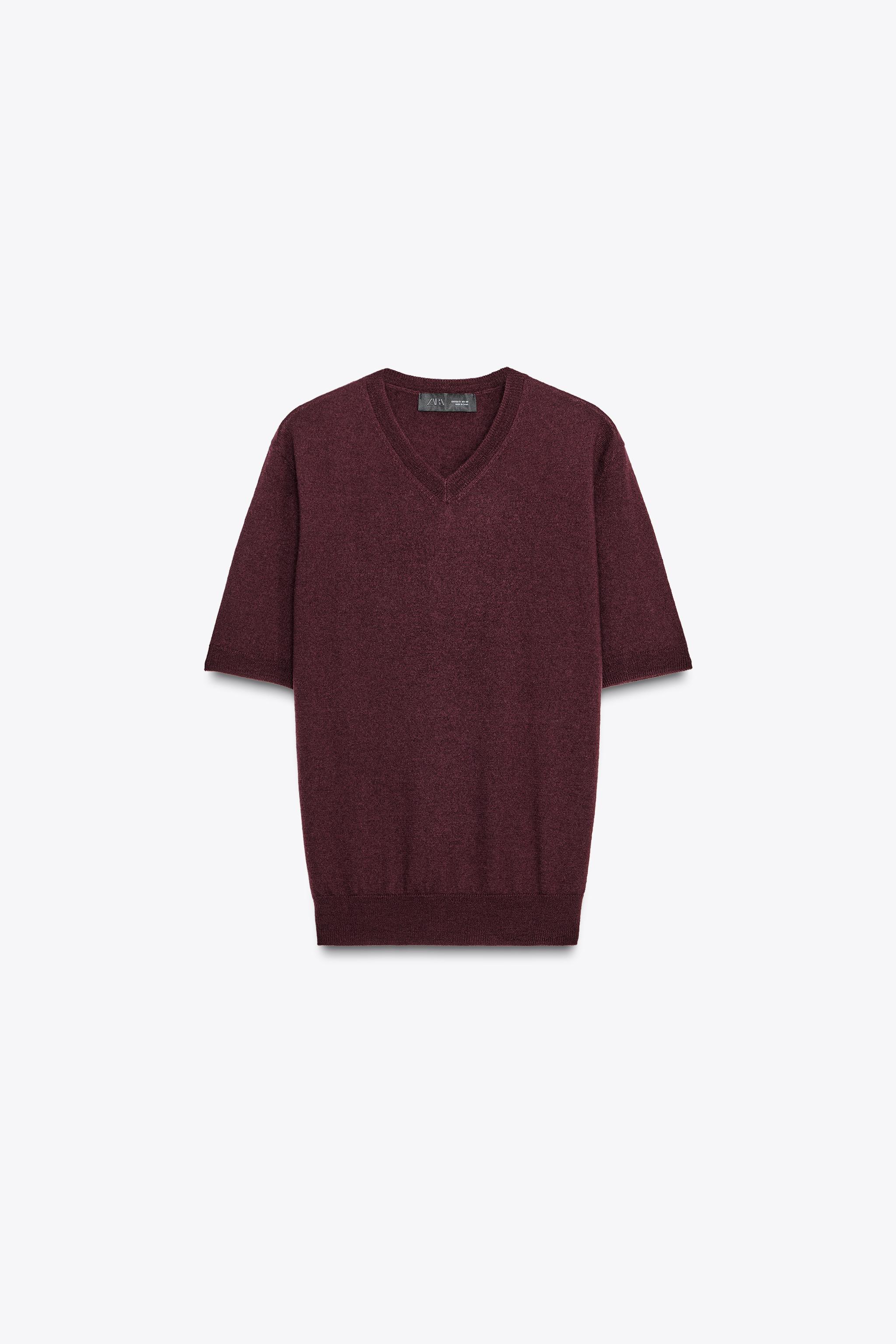 100% WOOL KNIT SWEATER SHORT SLEEVE