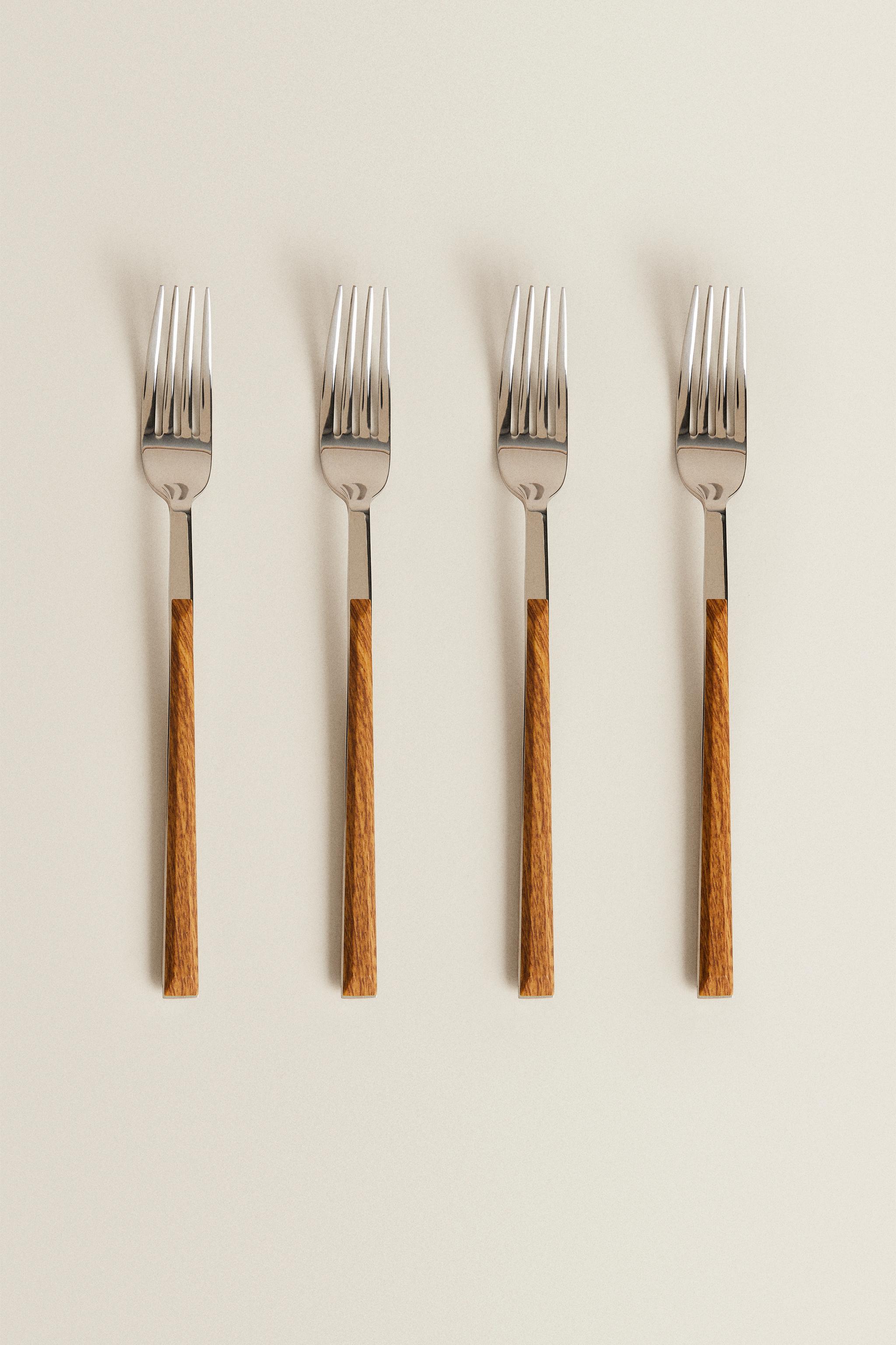 SET OF FORKS WITH WOOD-DESIGN HANDLES (SET OF 4)