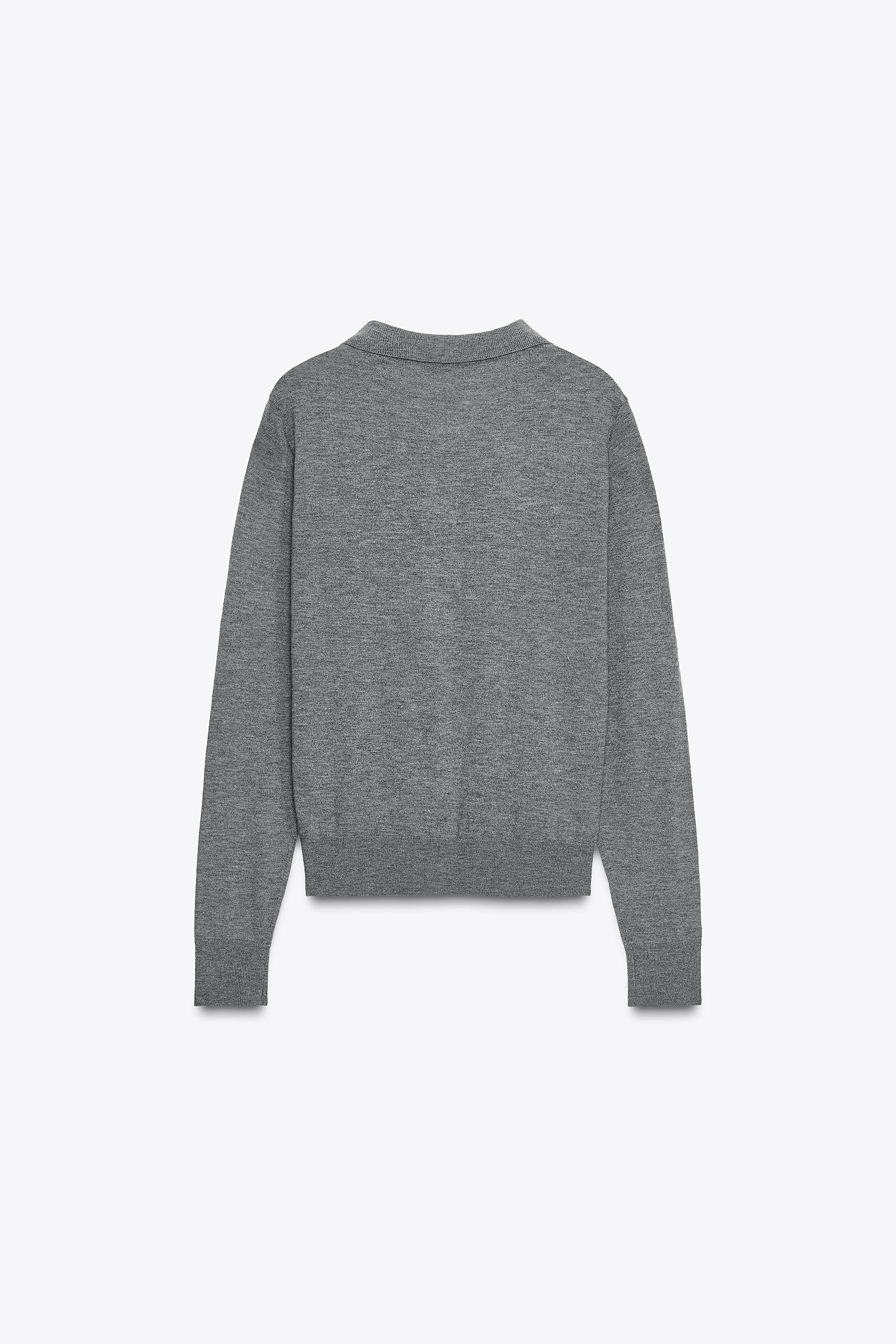 PLAIN KNIT POLO SWEATER