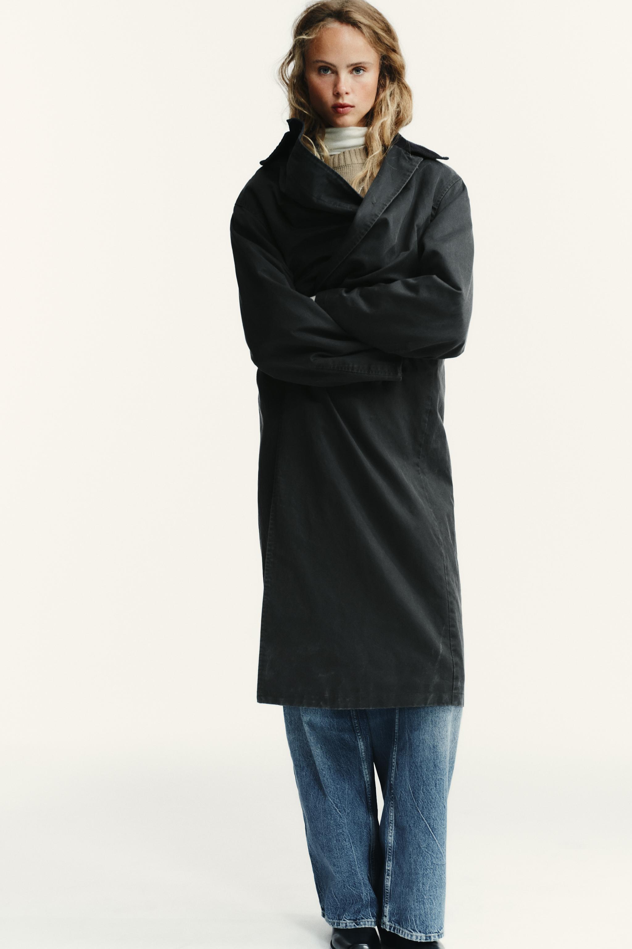 WAXED TRENCH COAT WITH CORDUROY COLLAR