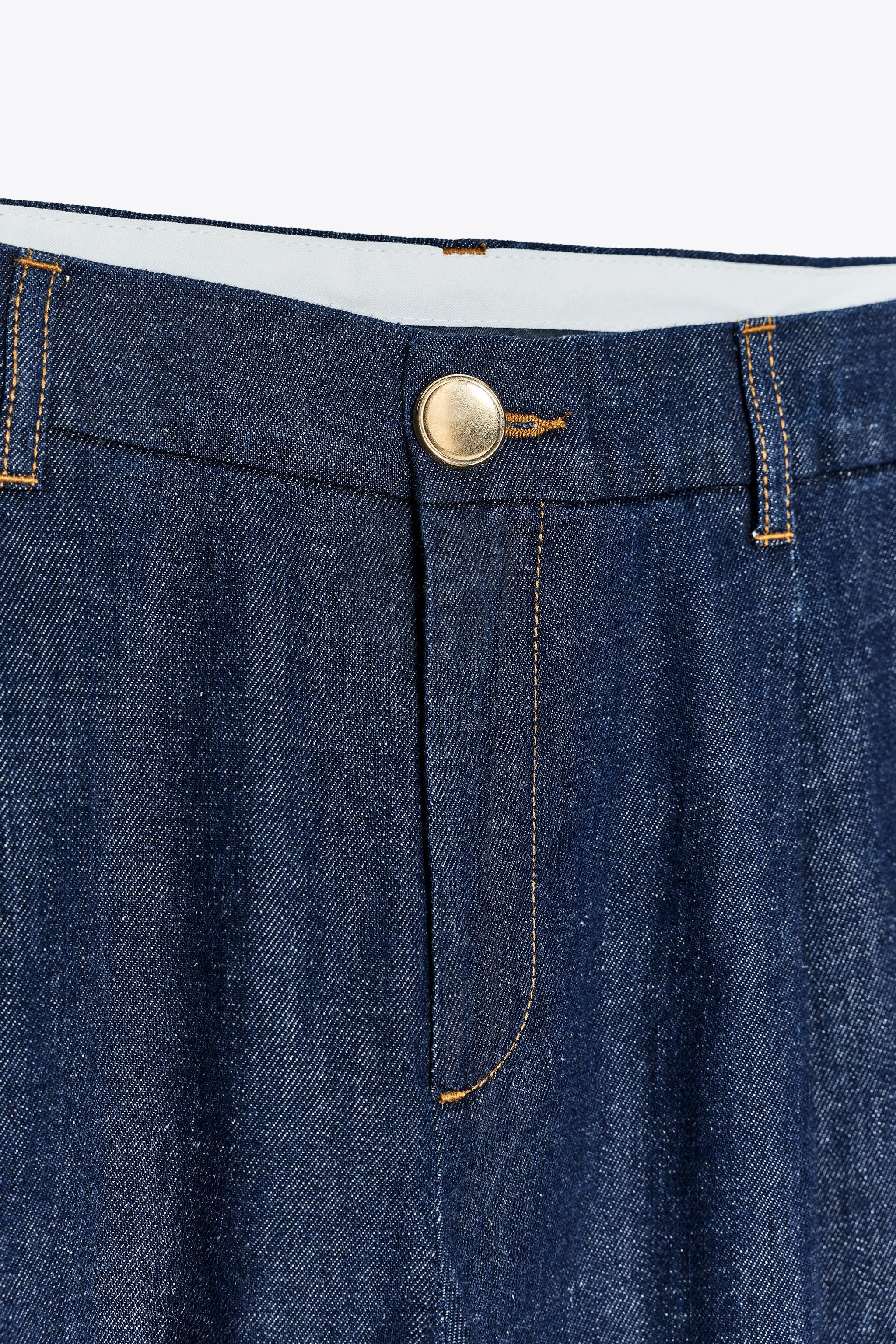 WIDE LEG FAUX DENIM PANTS