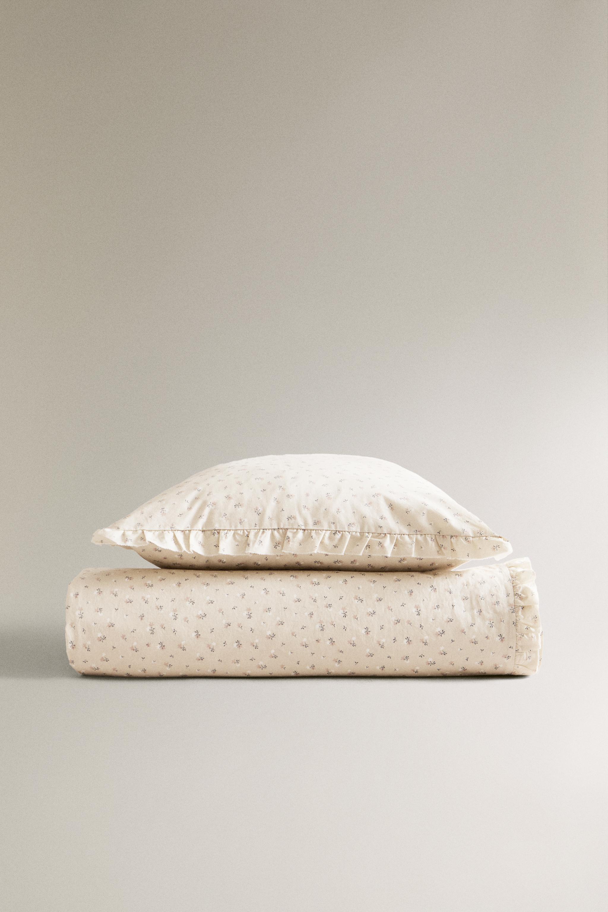 CHILDREN'S RUFFLED DUVET COVER WITH FLOWERS