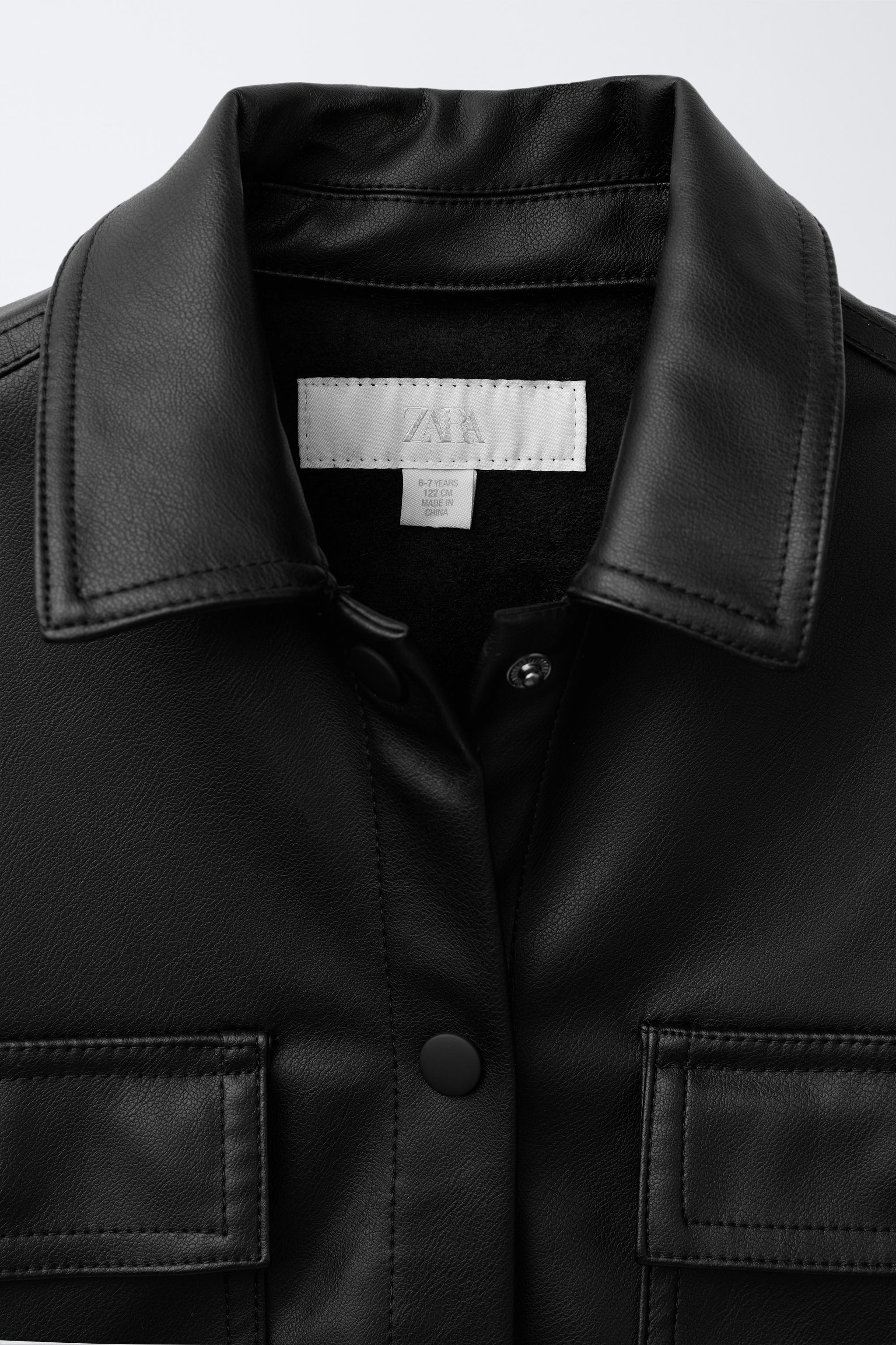 FAUX LEATHER OVERSHIRT WITH POCKETS