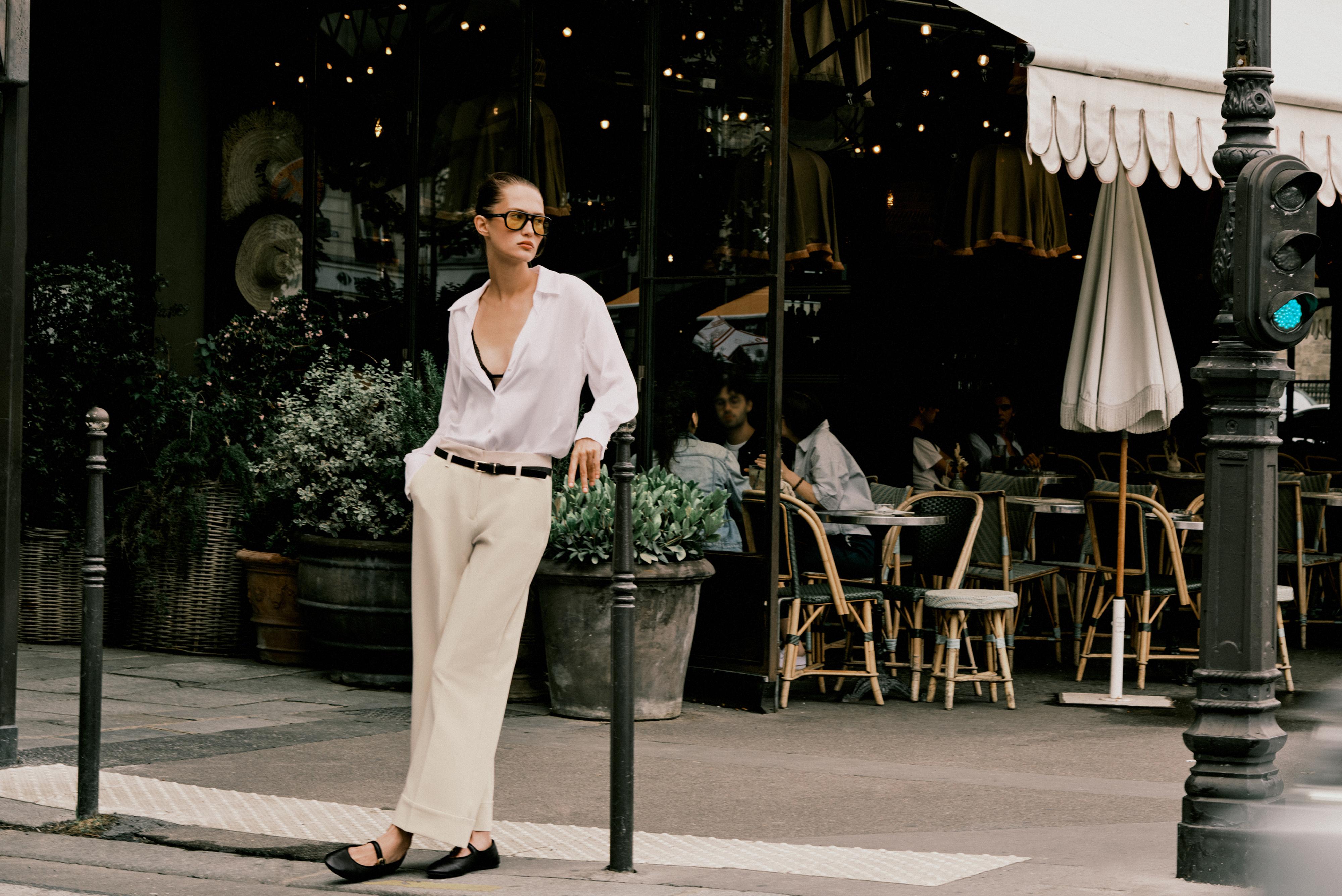 BELTED CUFFED HEM PANTS