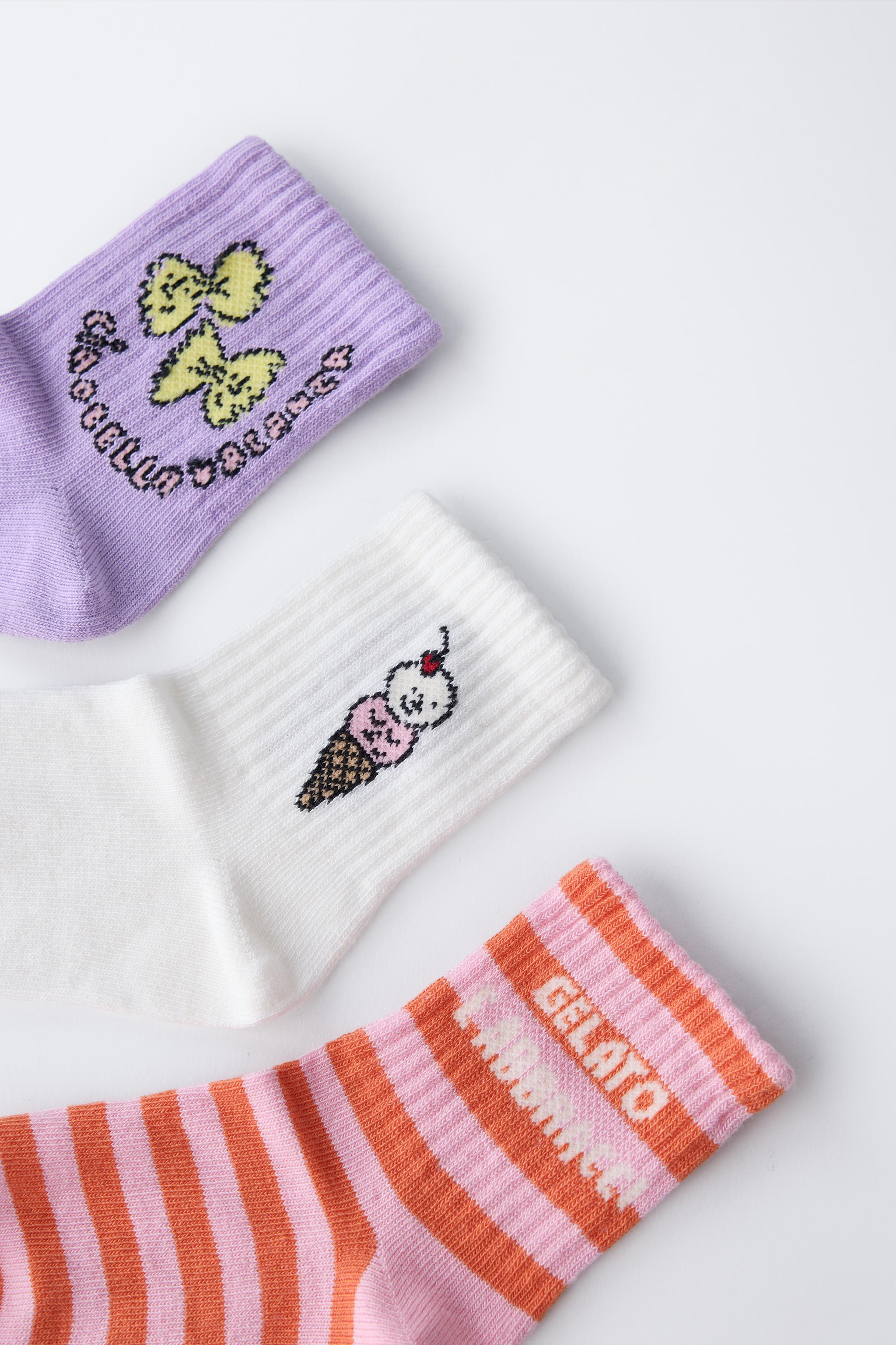 1-6 YEARS/ THREE-PACK OF ICE CREAM AND STRIPE PRINT SOCKS