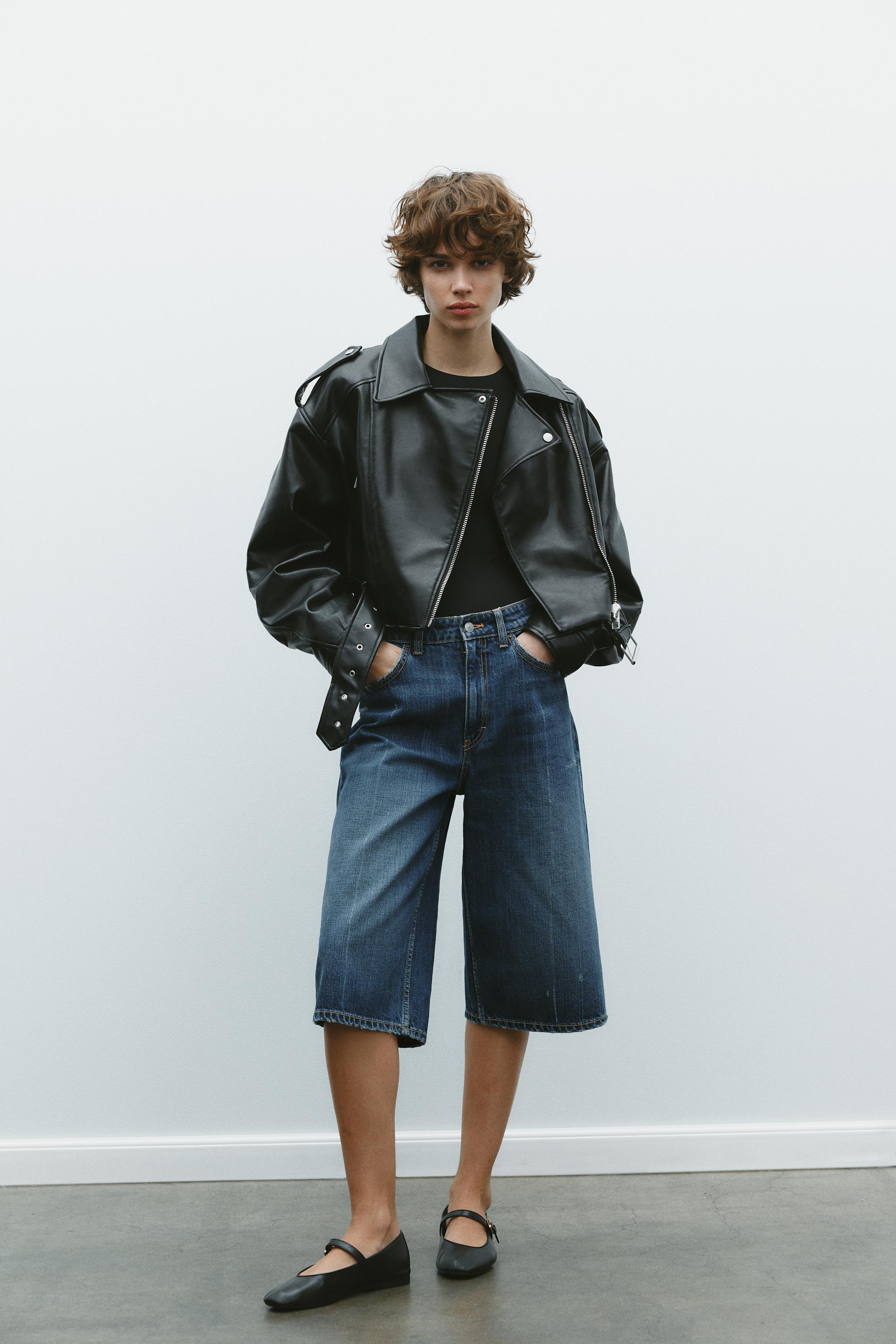 FAUX LEATHER CROP BIKER JACKET