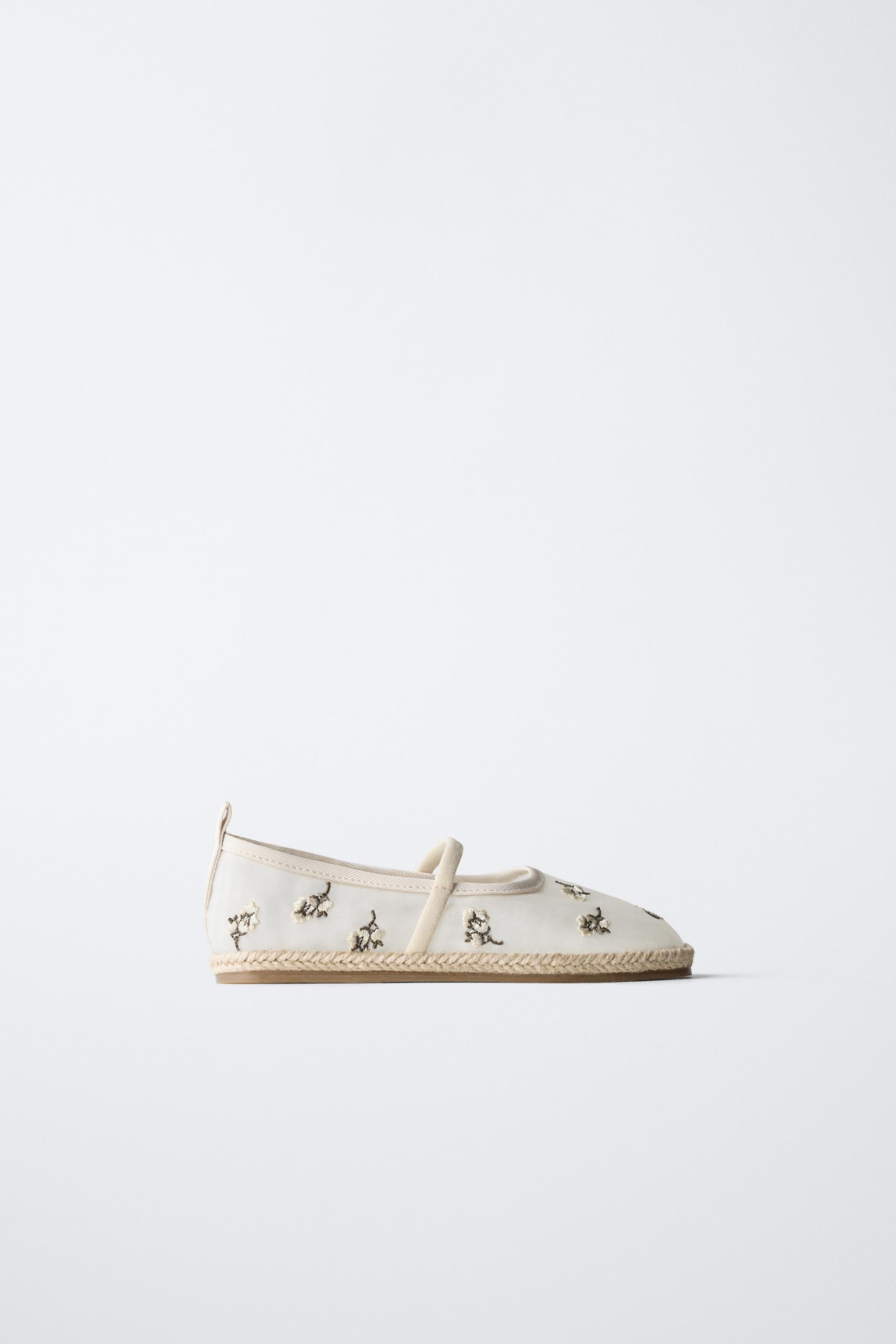 EMBROIDERED JUTE BALLET FLATS