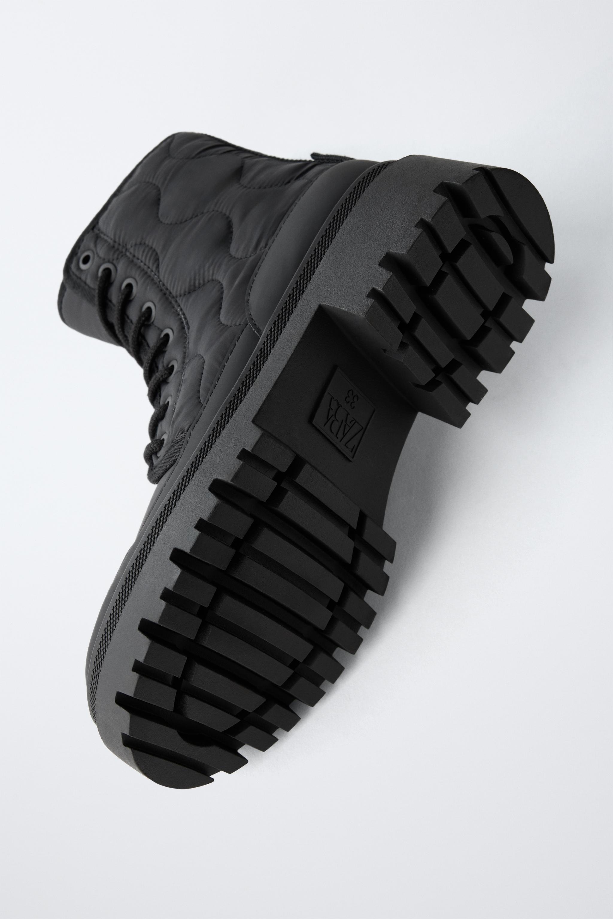 QUILTED LACED ANKLE BOOTS