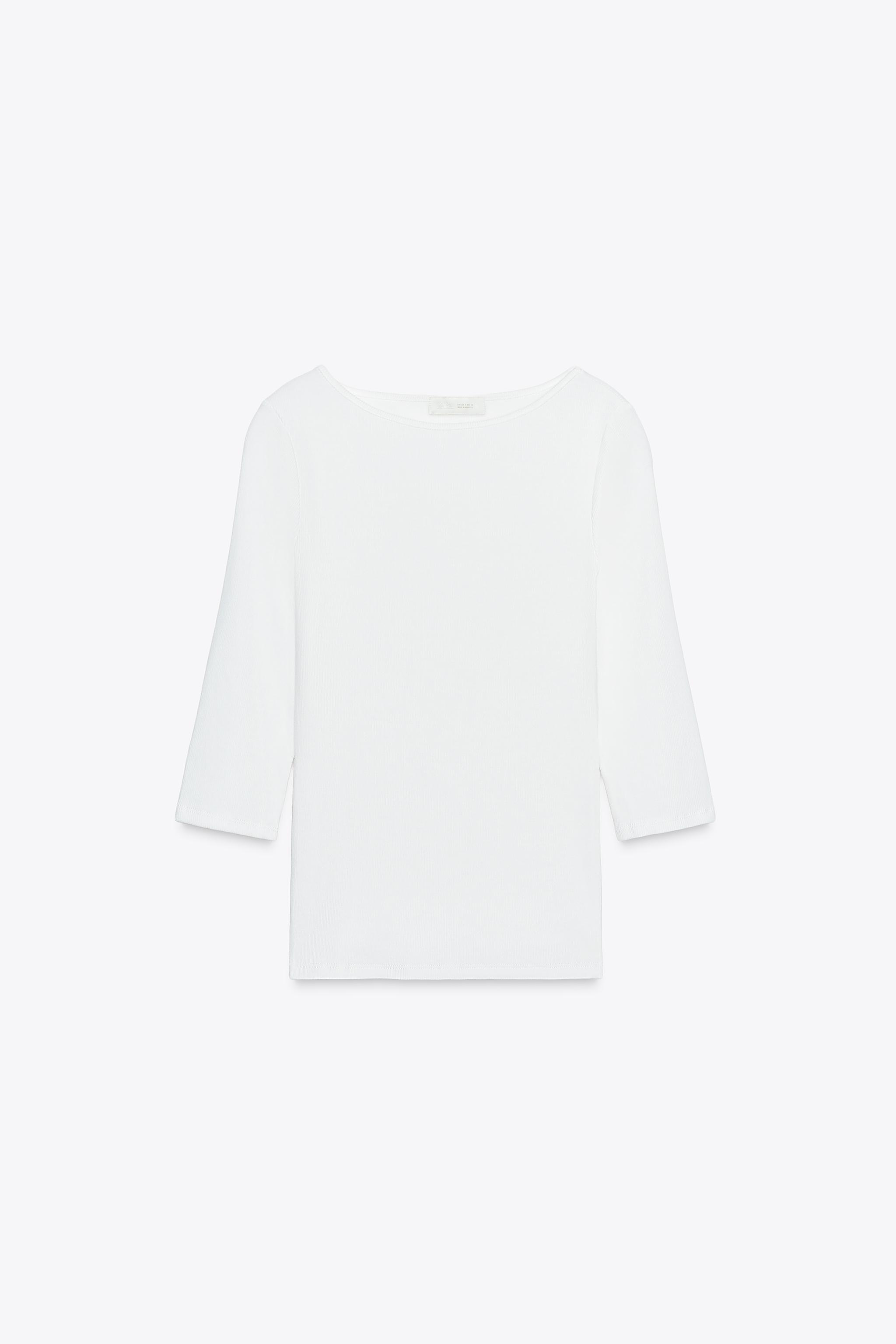 COTTON BOAT NECK T-SHIRT