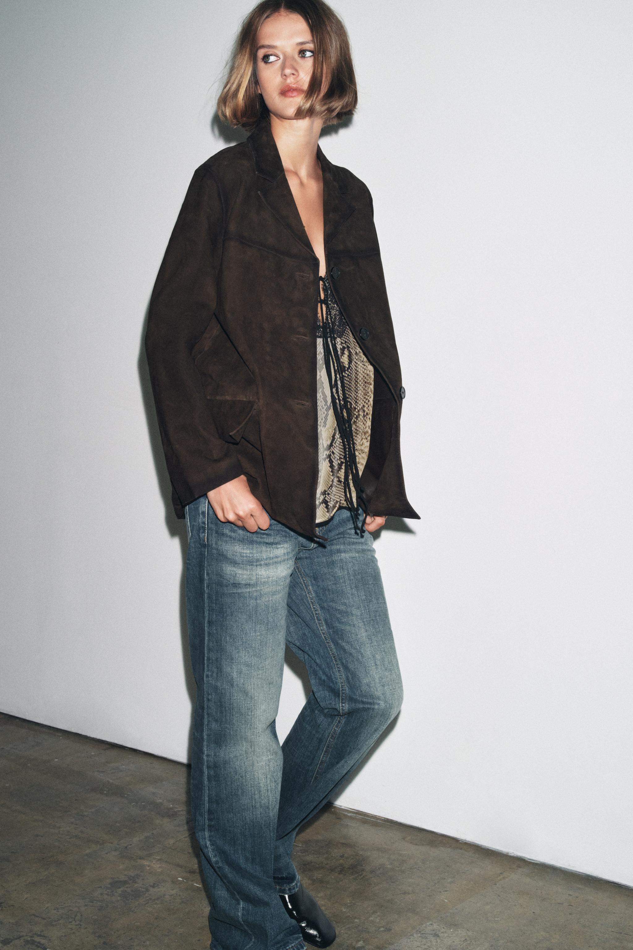 100% SUEDE LEATHER BLAZER ZW COLLECTION LIMITED EDITION