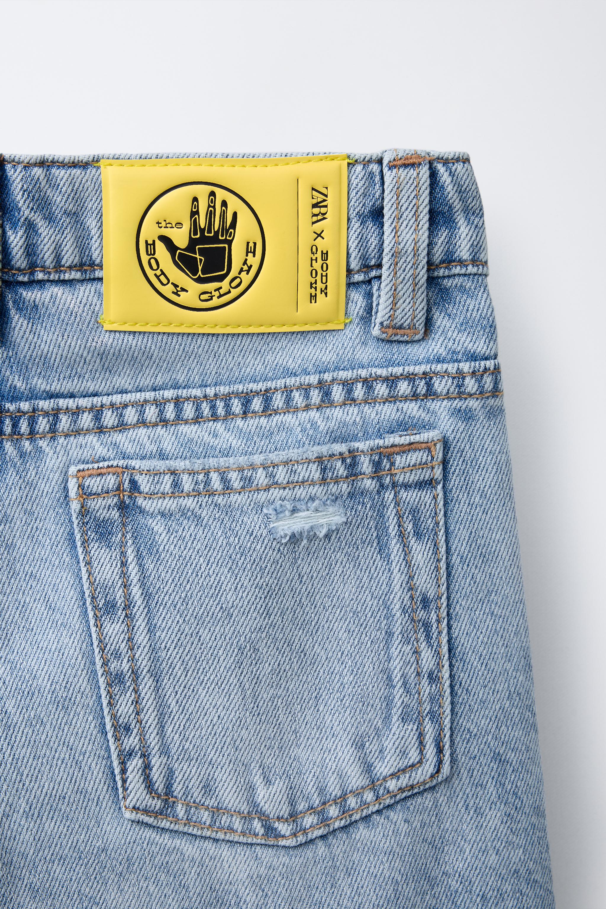 ZARA X BODY GLOVE ® RIPPED STRAIGHT DENIM SHORTS