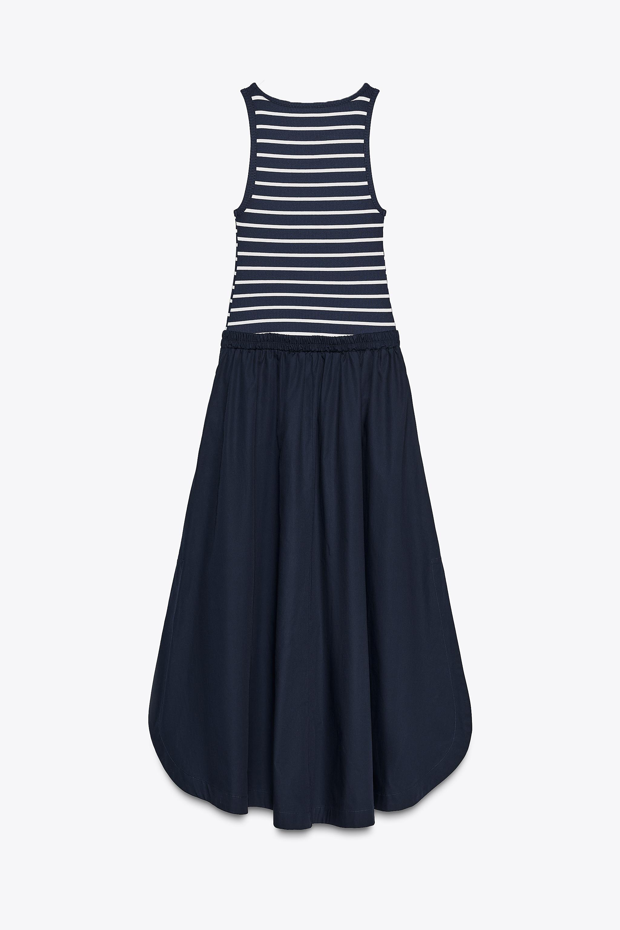 COMBINED POPLIN MIDI DRESS