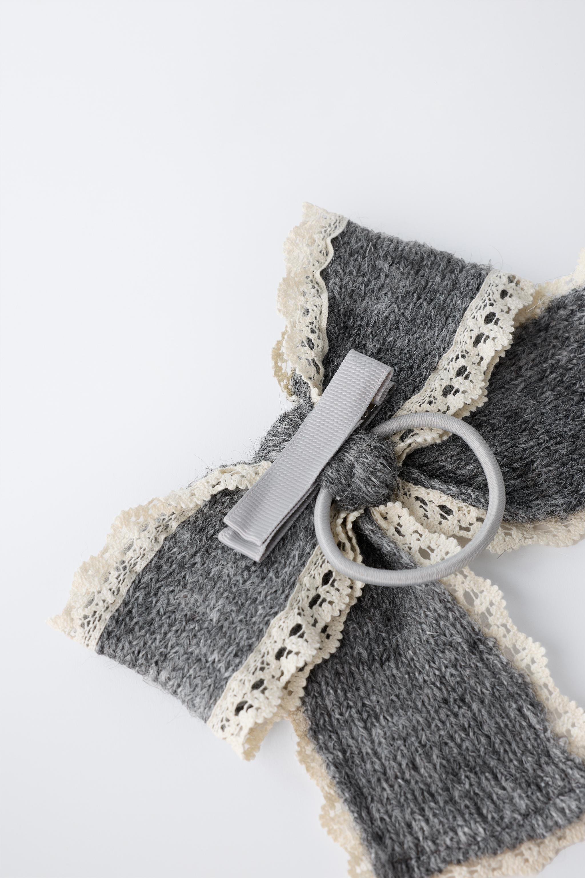 KNIT BOW BARRETTE HAIR TIE