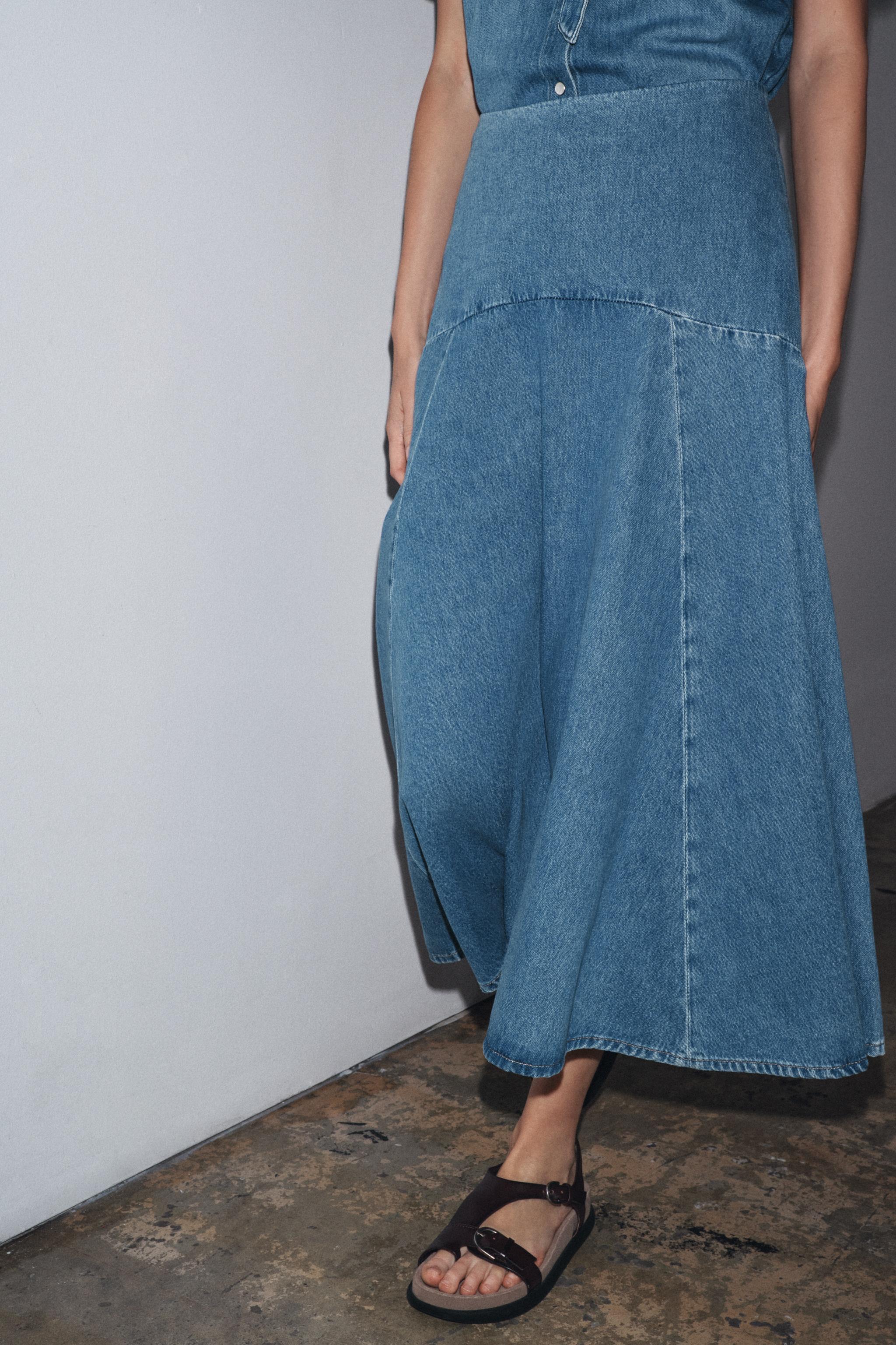 ZW COLLECTION DENIM MIDI SKIRT