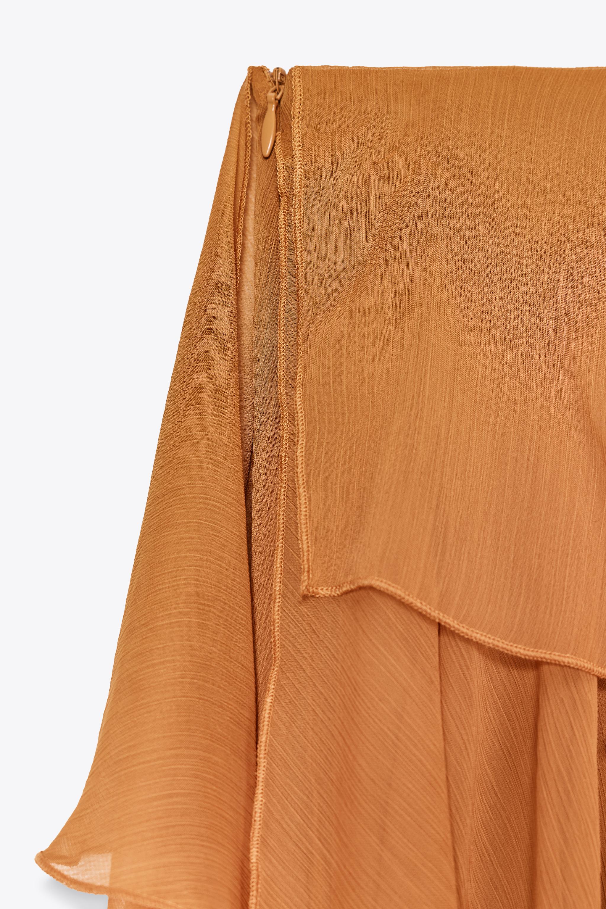 ZW COLLECTION ASYMMETRIC RUFFLED MIDI SKIRT