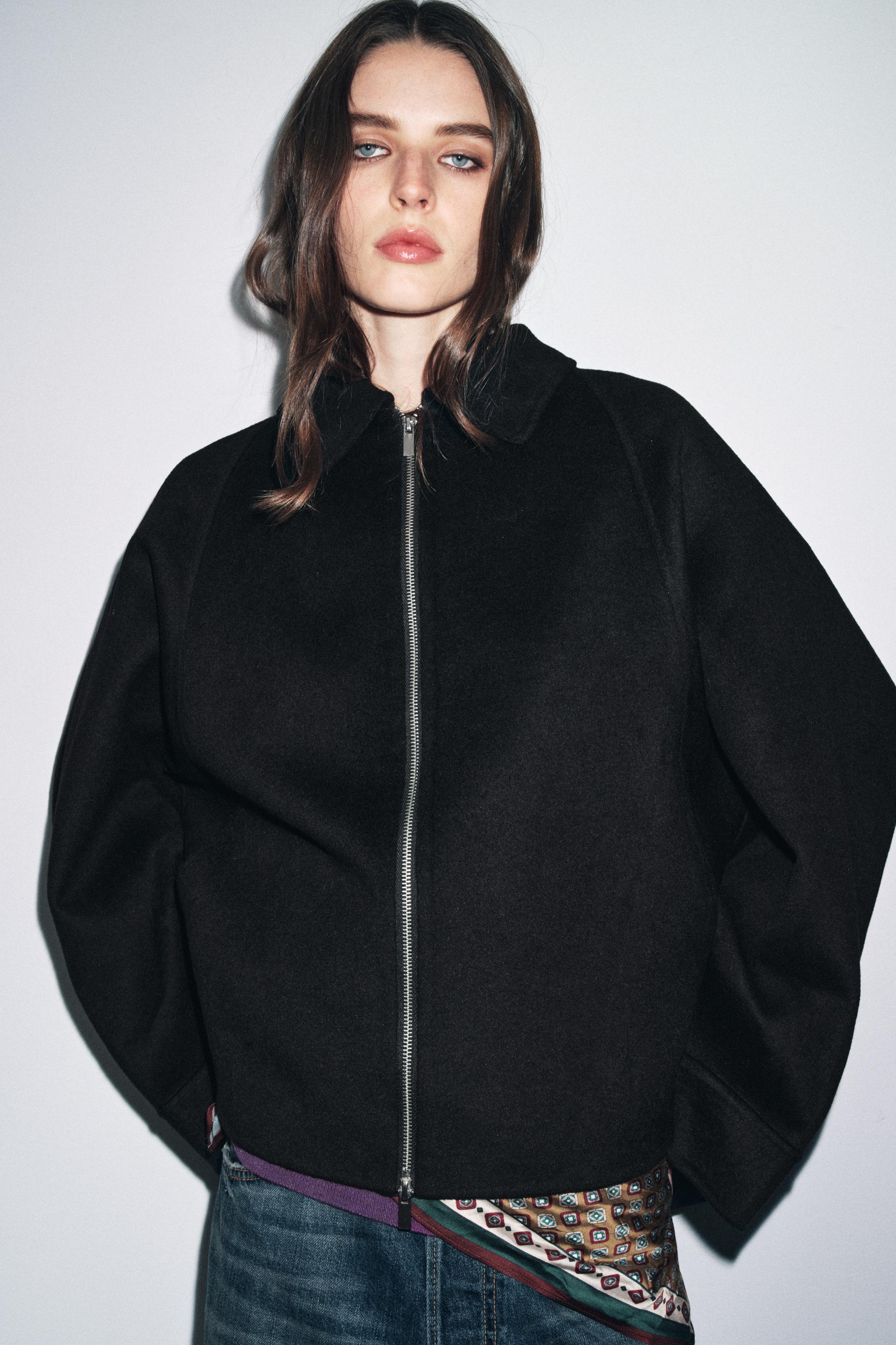 WOOL BLEND ZIP JACKET ZW COLLECTION