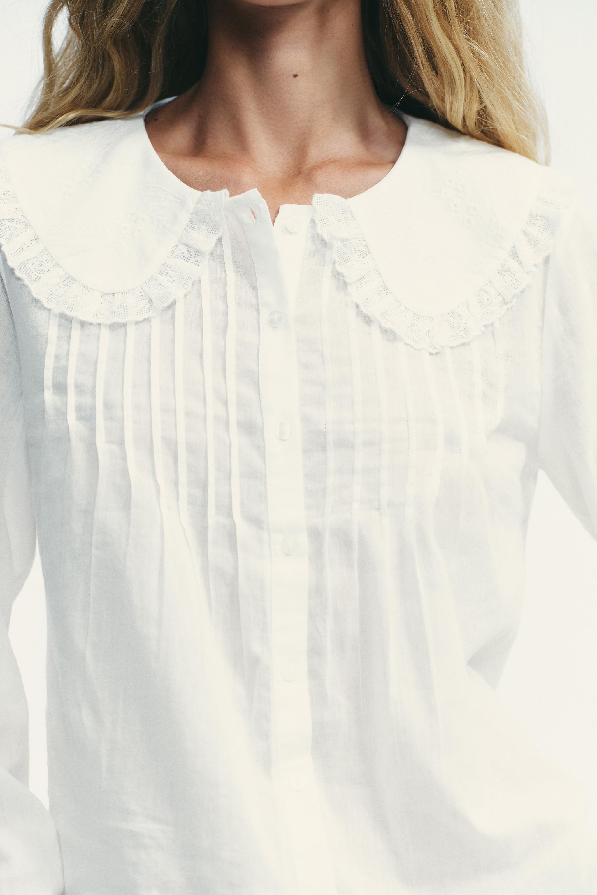 EMBROIDERED PETER PAN COLLAR SHIRT