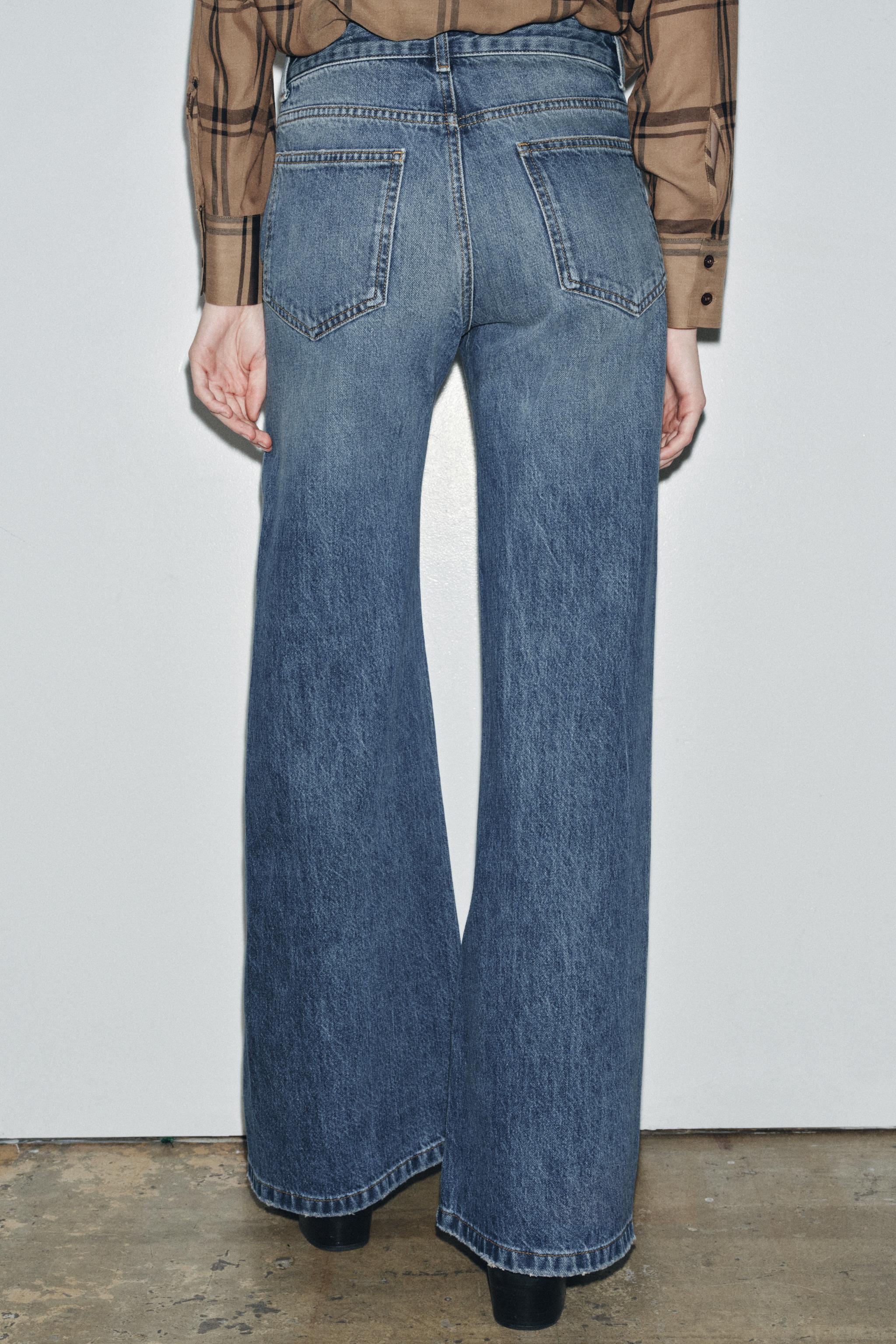 ZW COLLECTION FLARE LOW WAIST PLEATED JEANS