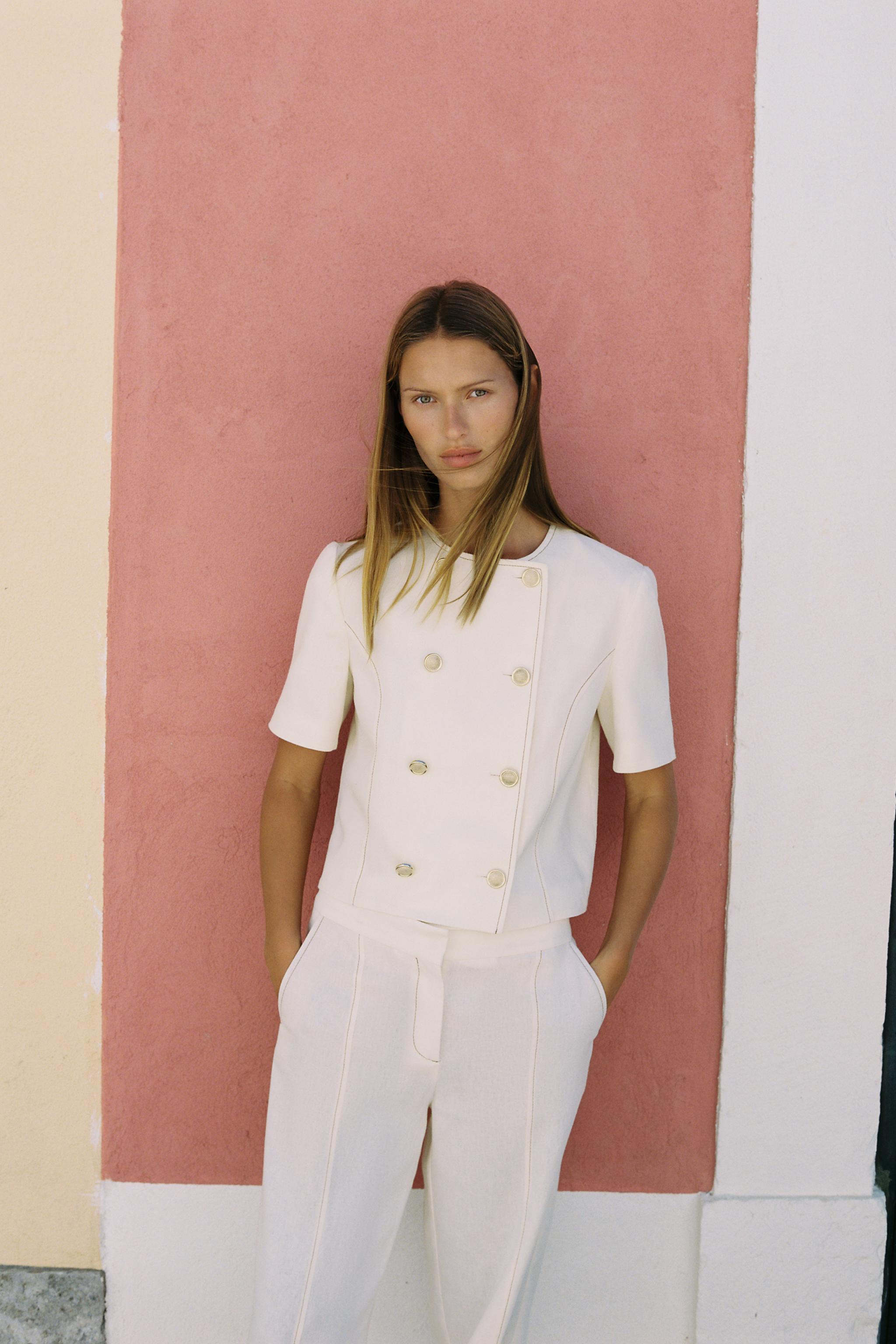 SHORT SLEEVE BLAZER WITH LINEN