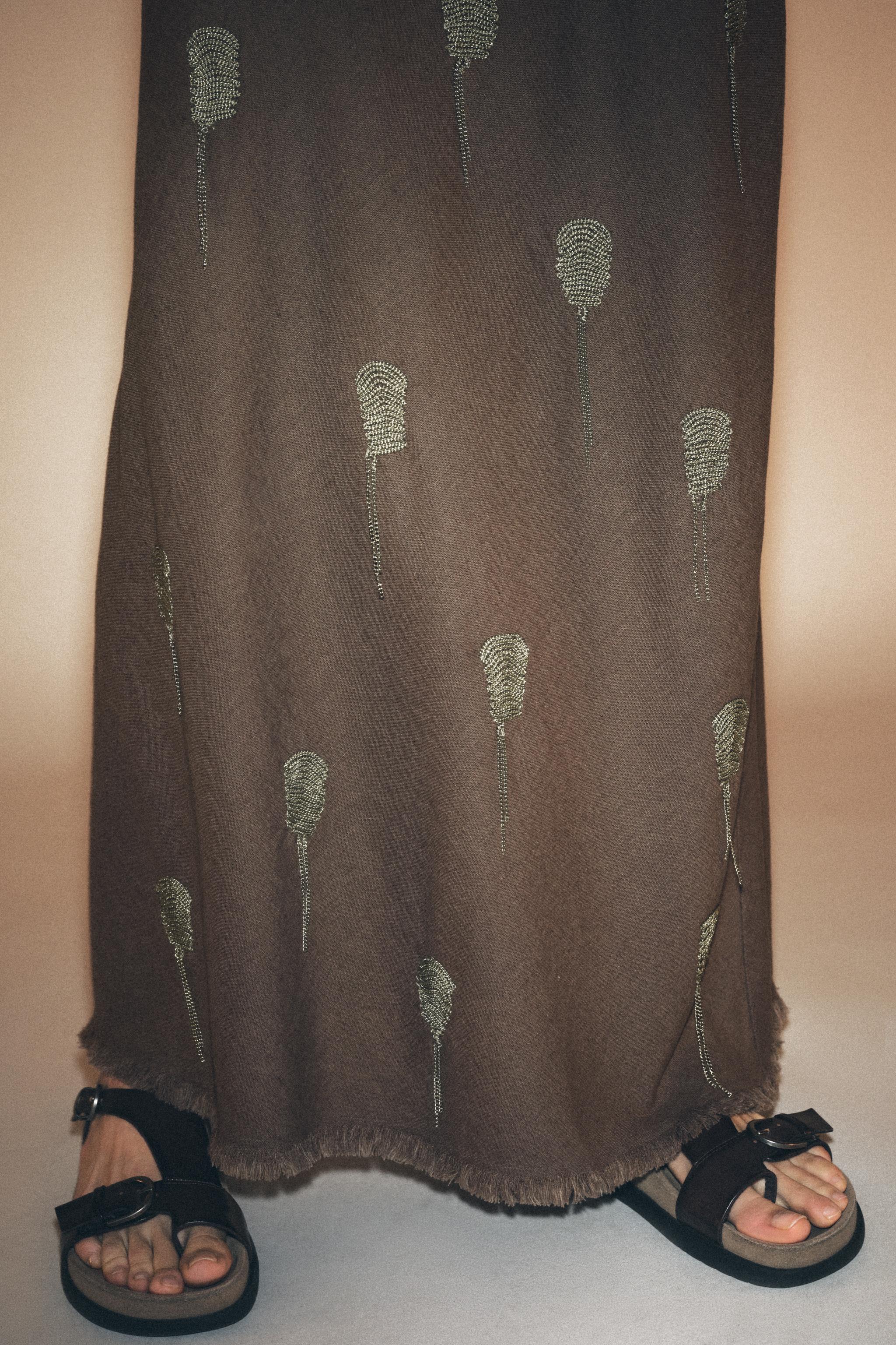ZW COLLECTION LINEN EMBROIDERED SKIRT