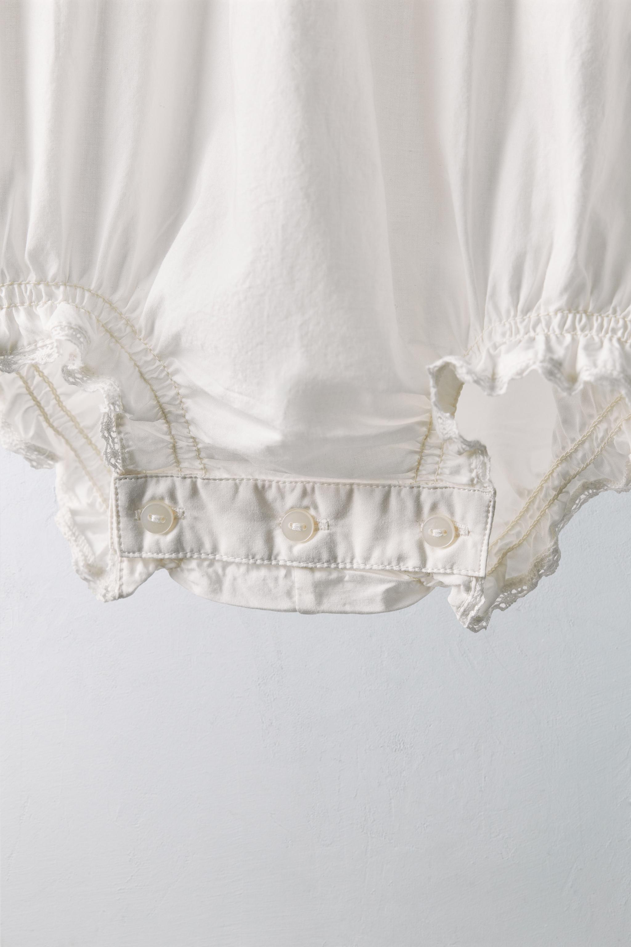 1-18 MONTHS/ LIMITED EDITION EMBROIDERED FLORAL POPLIN ROMPER