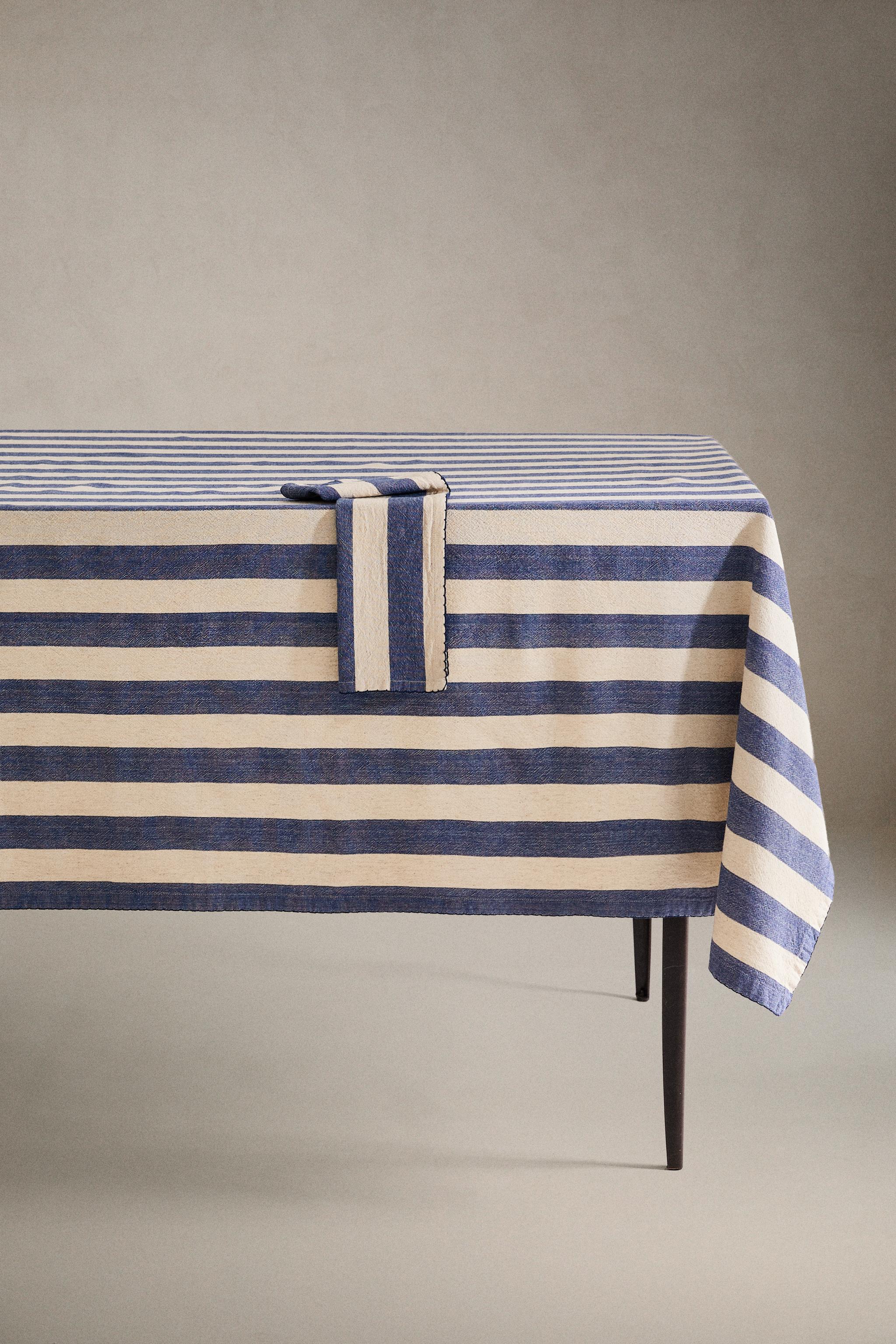 DYED THREAD STRIPED TABLECLOTH