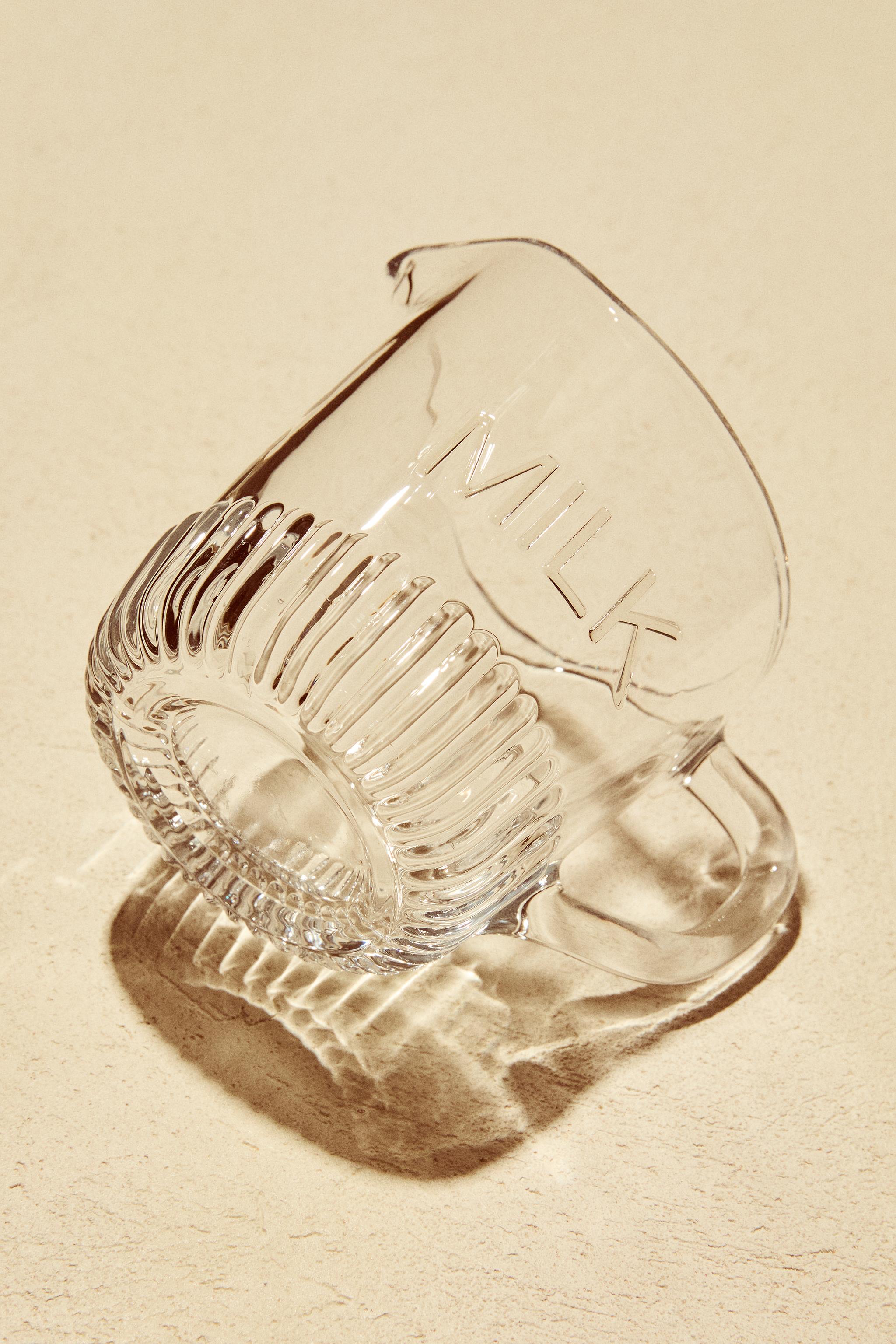 GLASS MILK PITCHER WITH STRIPED BASE