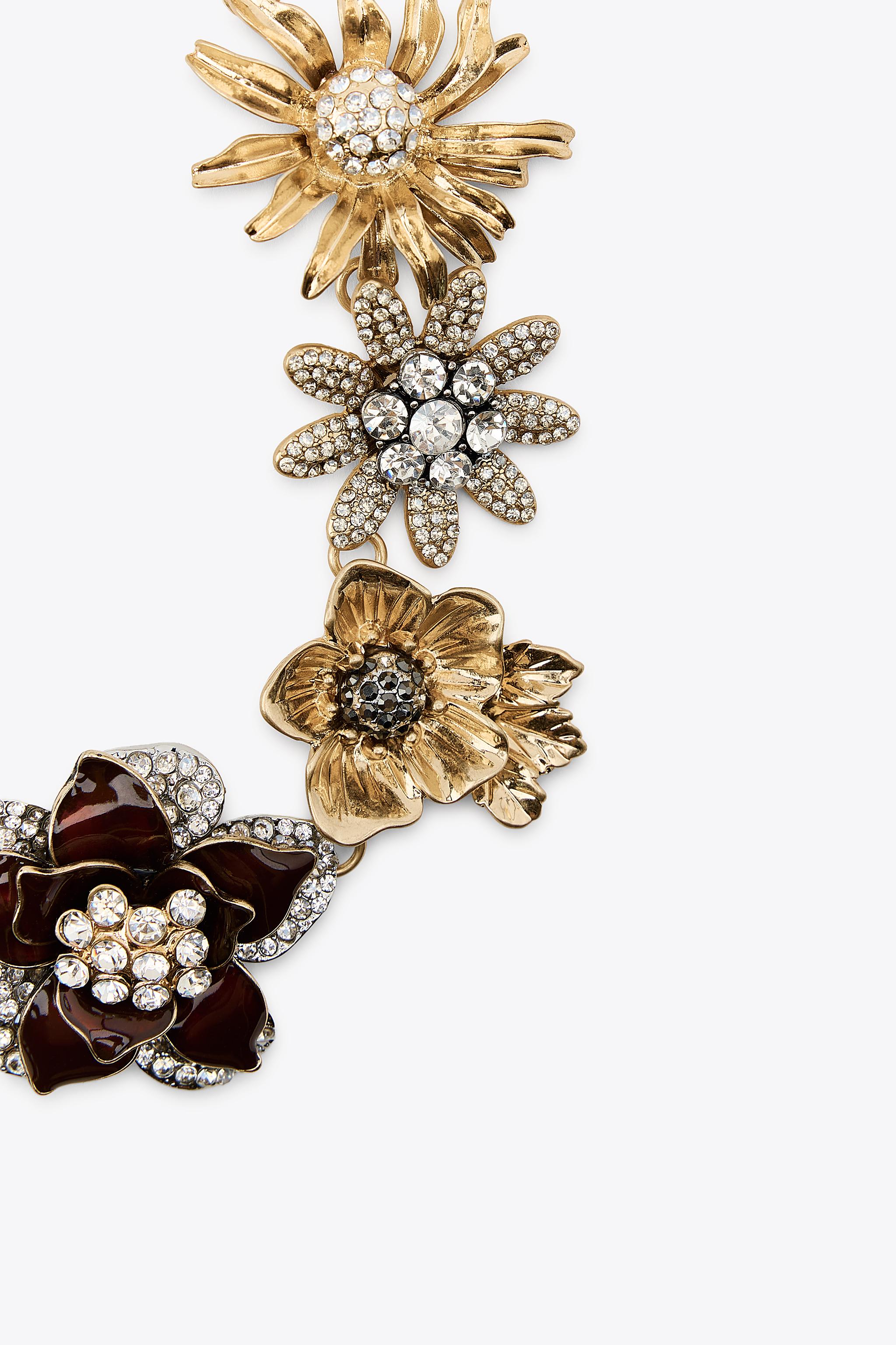 FLOWER JEWEL GLITTER NECKLACE