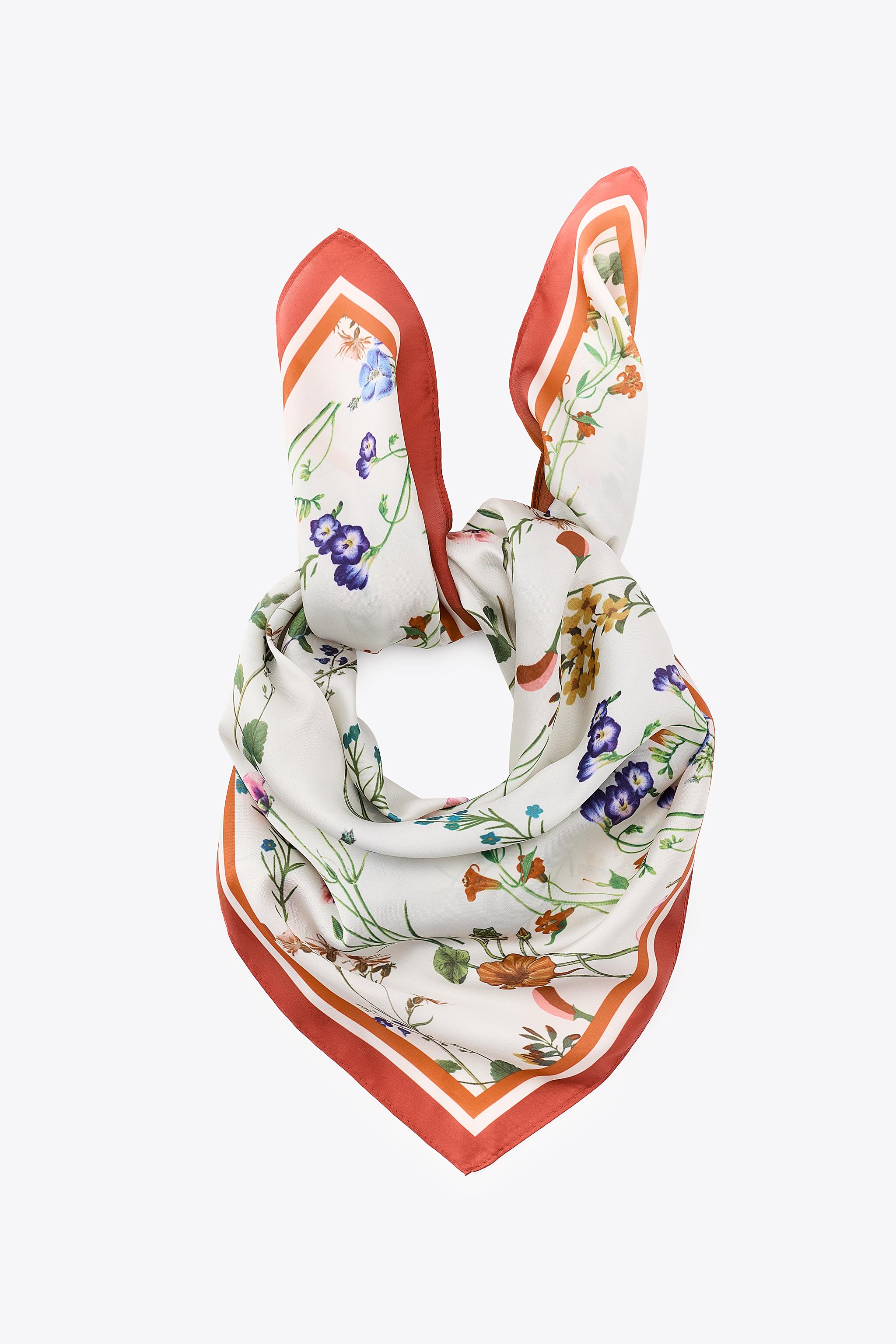 CONTRAST FLORAL PRINT SCARF