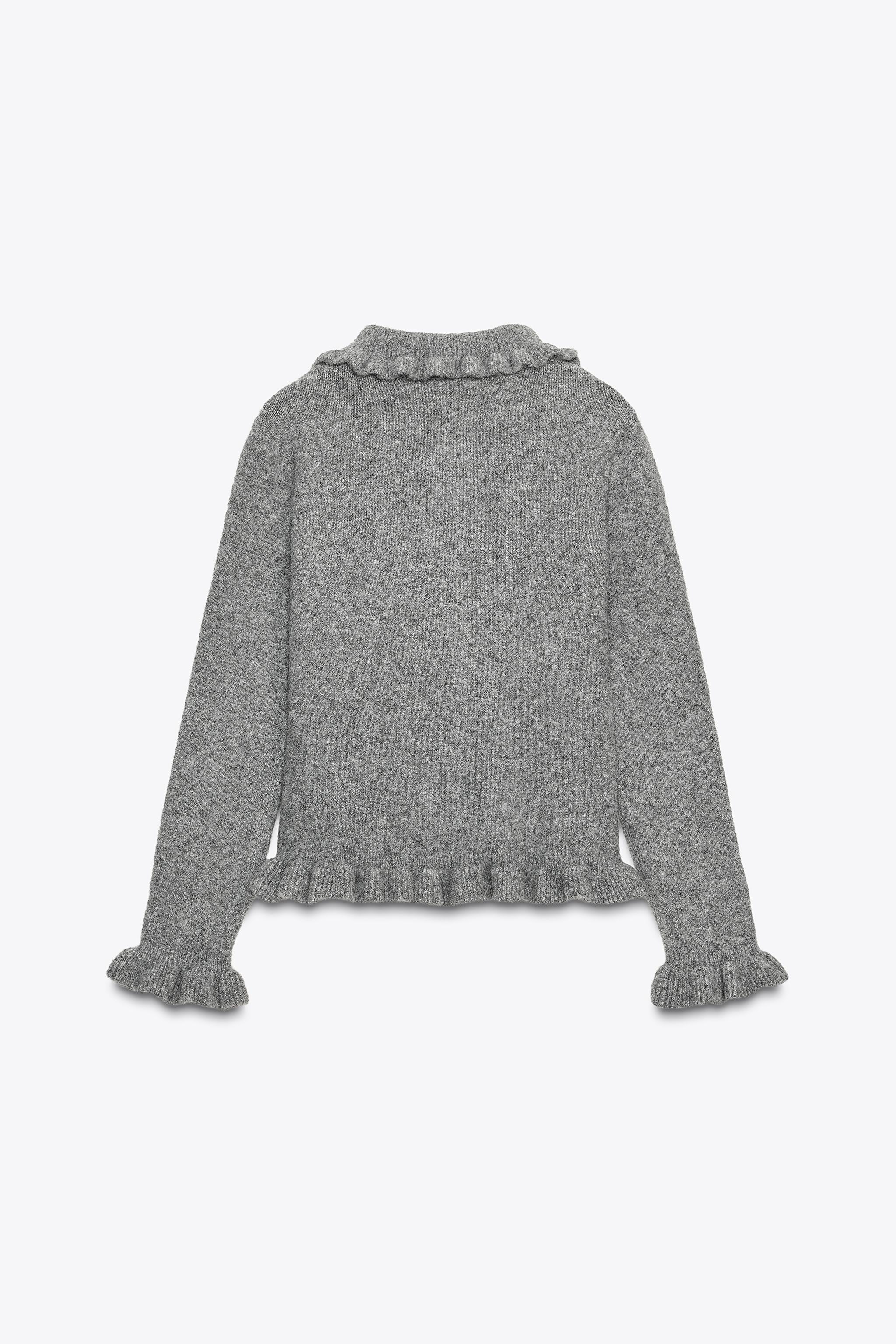 RUFFLED KNIT CARDIGAN