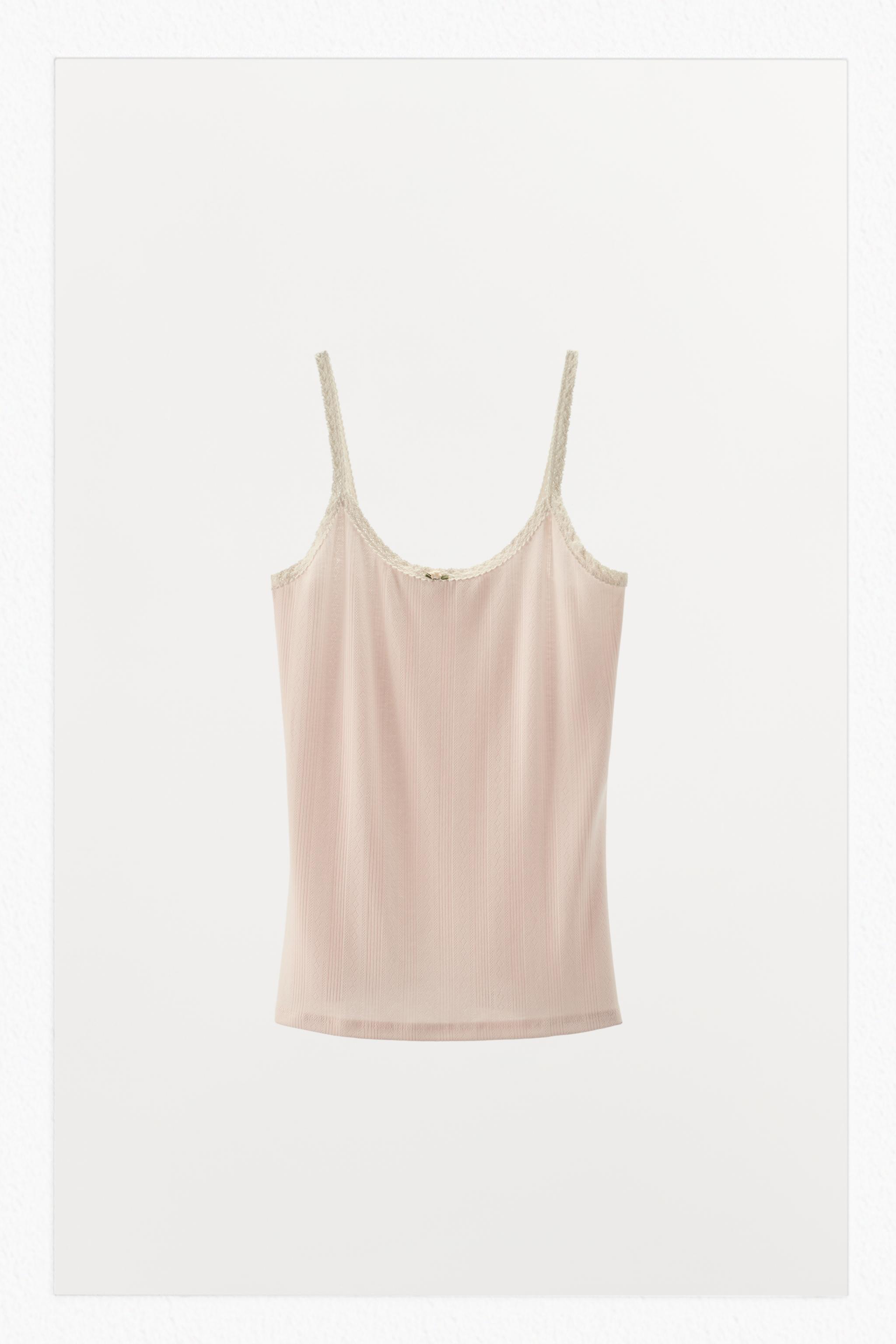 POINTELLE LACE STRAP TOP