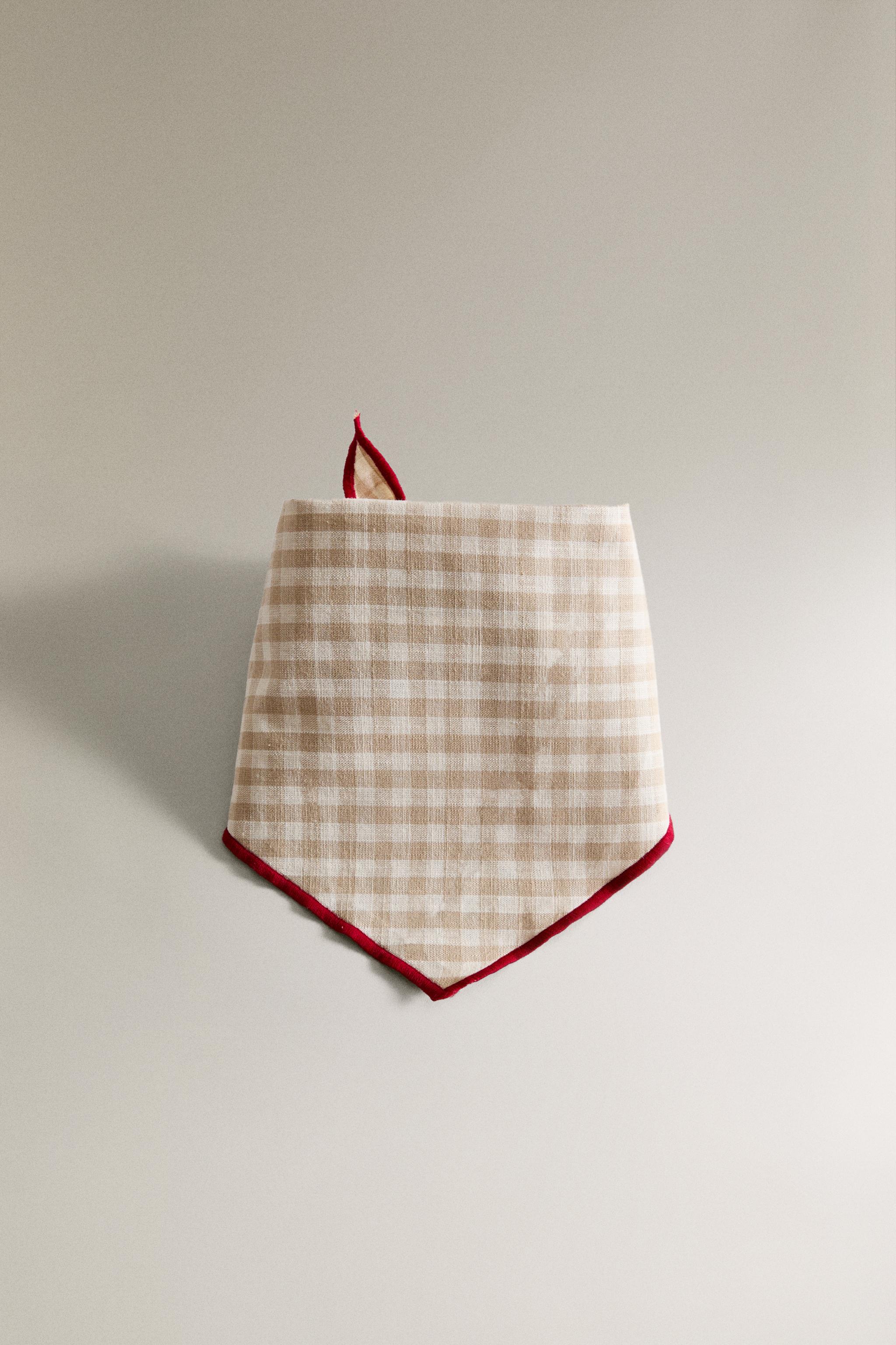 LINEN COTTON CHECKED PET BANDANA