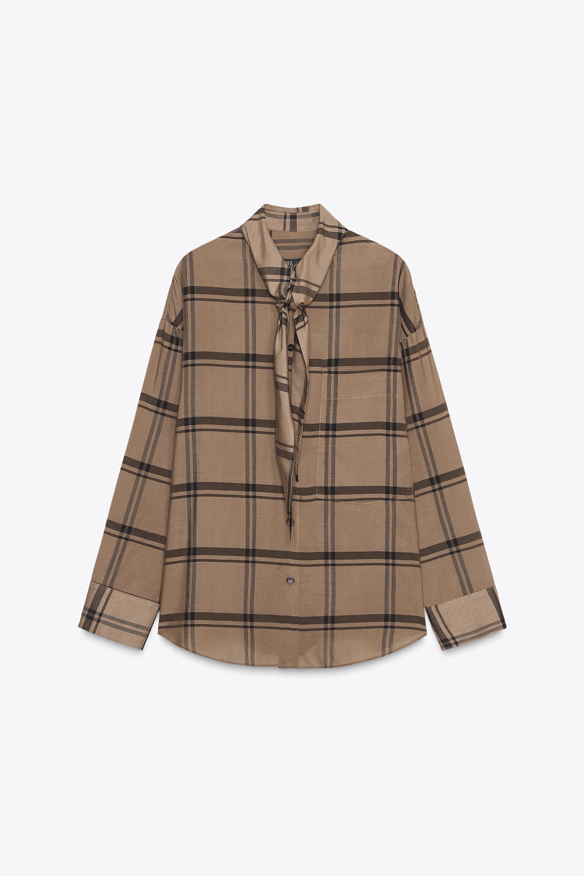 PLAID SCARF COLLAR SHIRT ZW COLLECTION