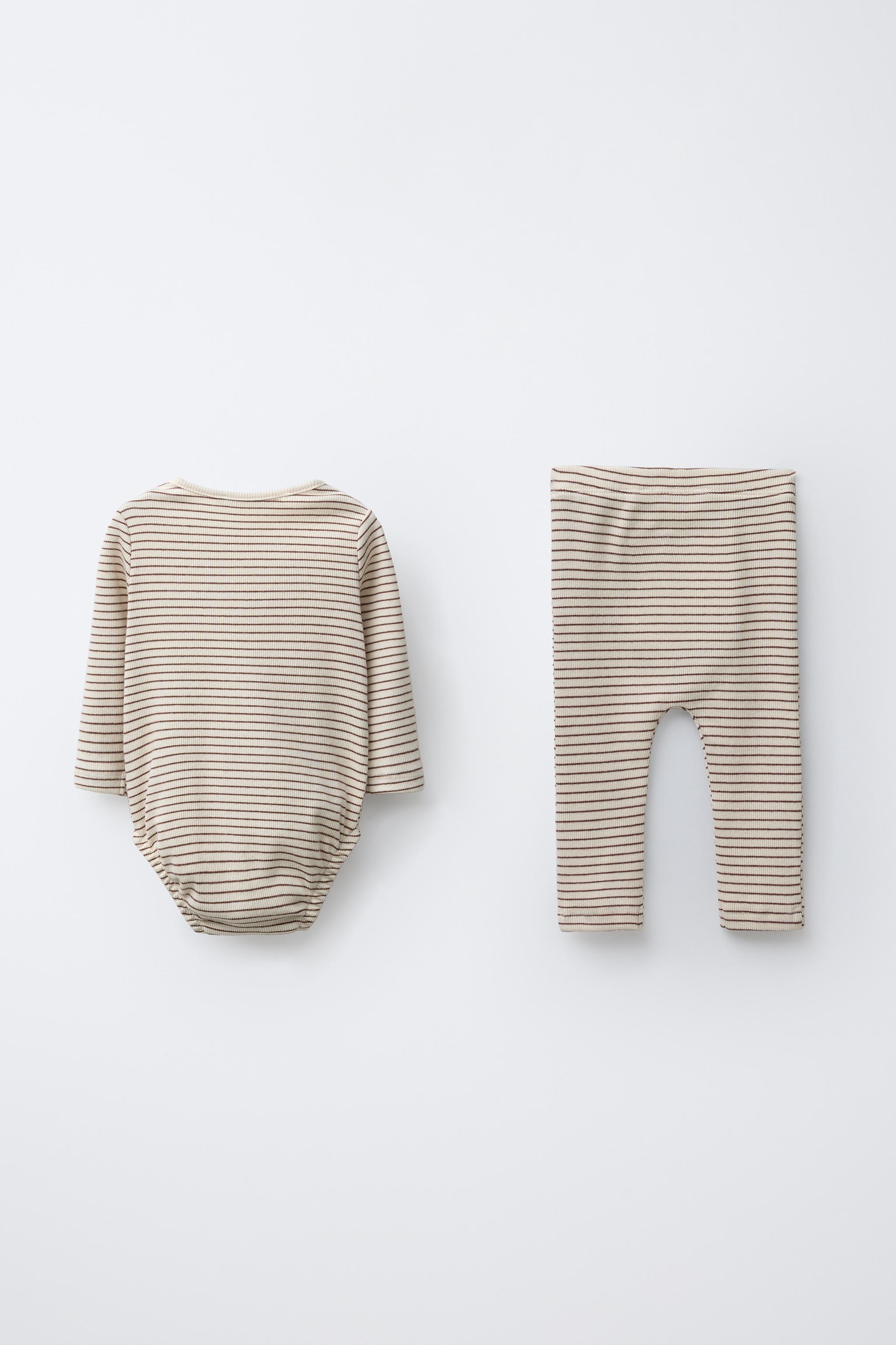 STRIPED BODYSUIT AND LEGGINGS SET