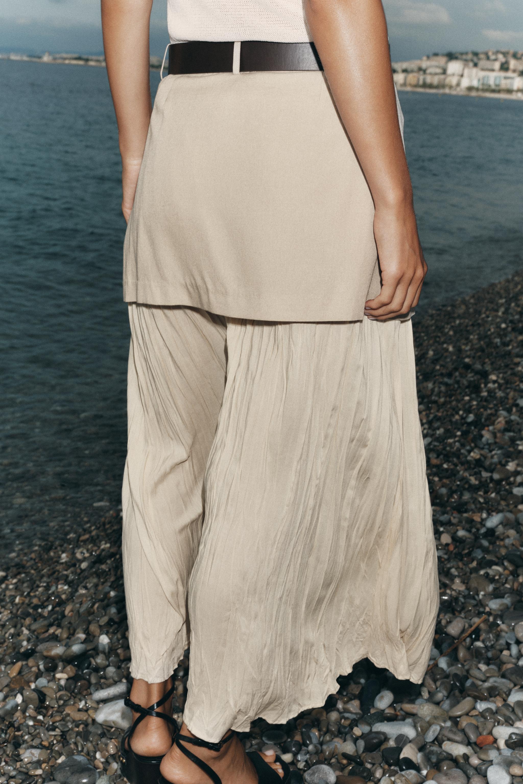 BELTED COMBINATION MIDI SKIRT