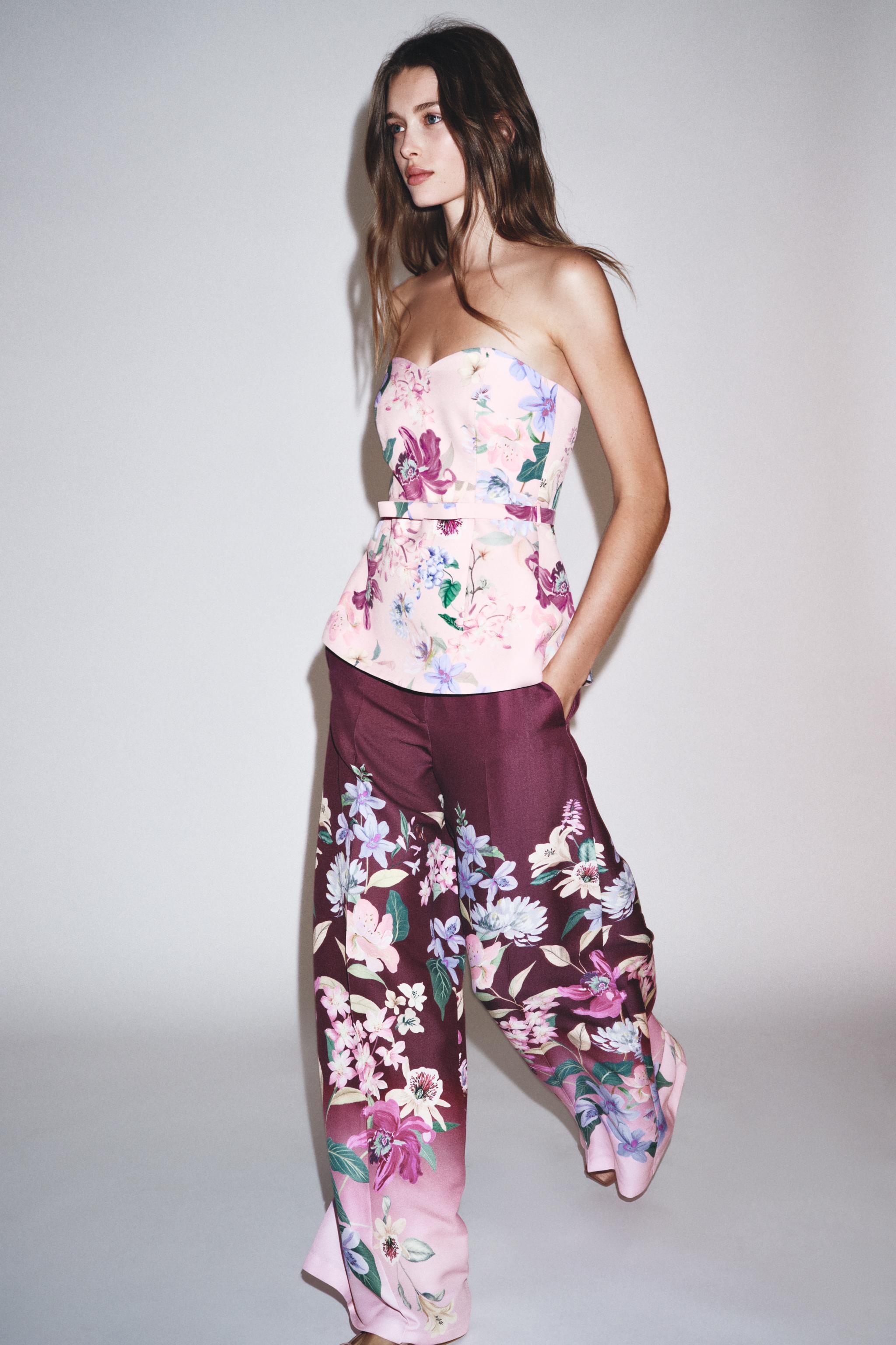 FLORAL PRINT WIDE LEG PANTS