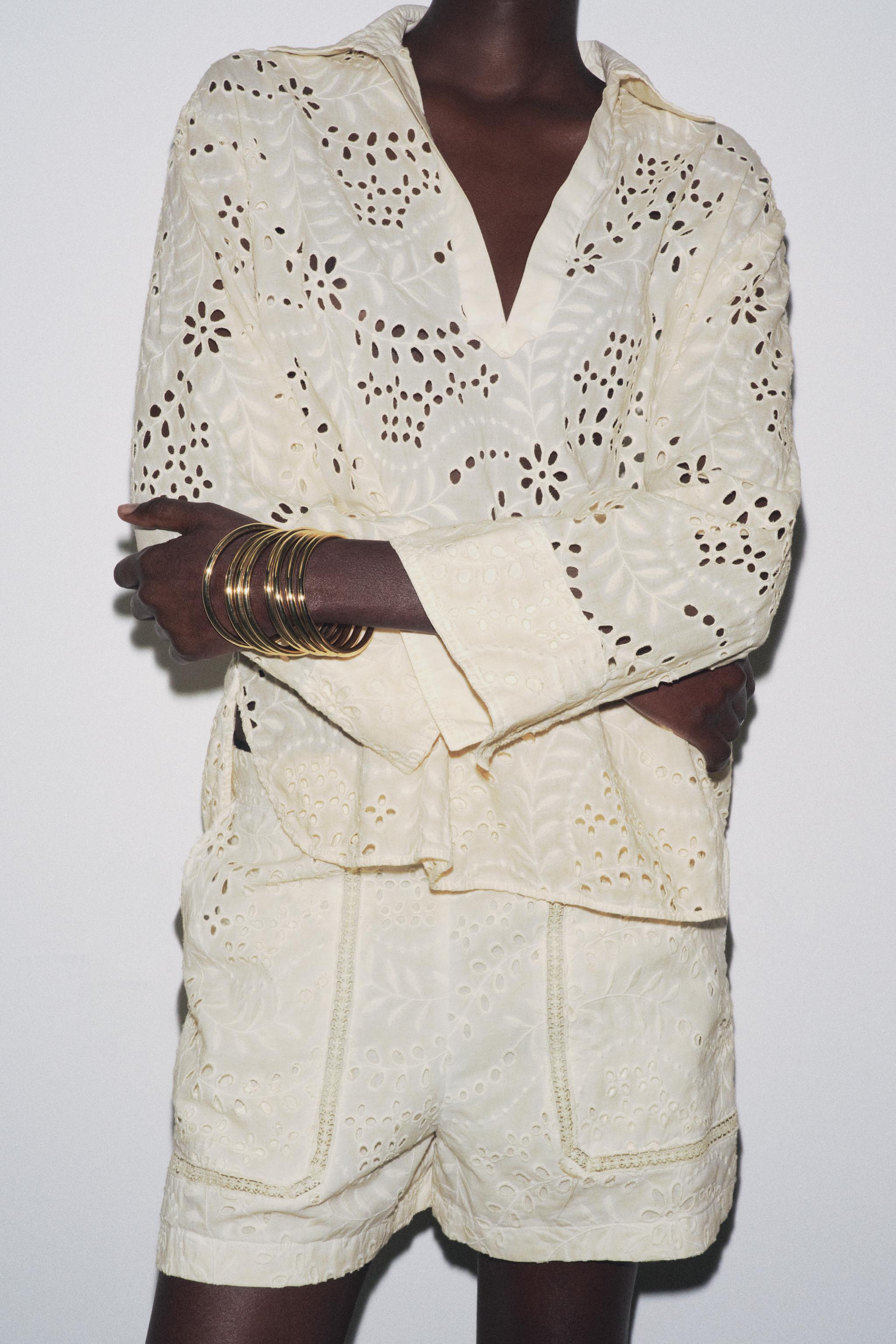 ZW COLLECTION PERFORATED EMBROIDERY SHIRT