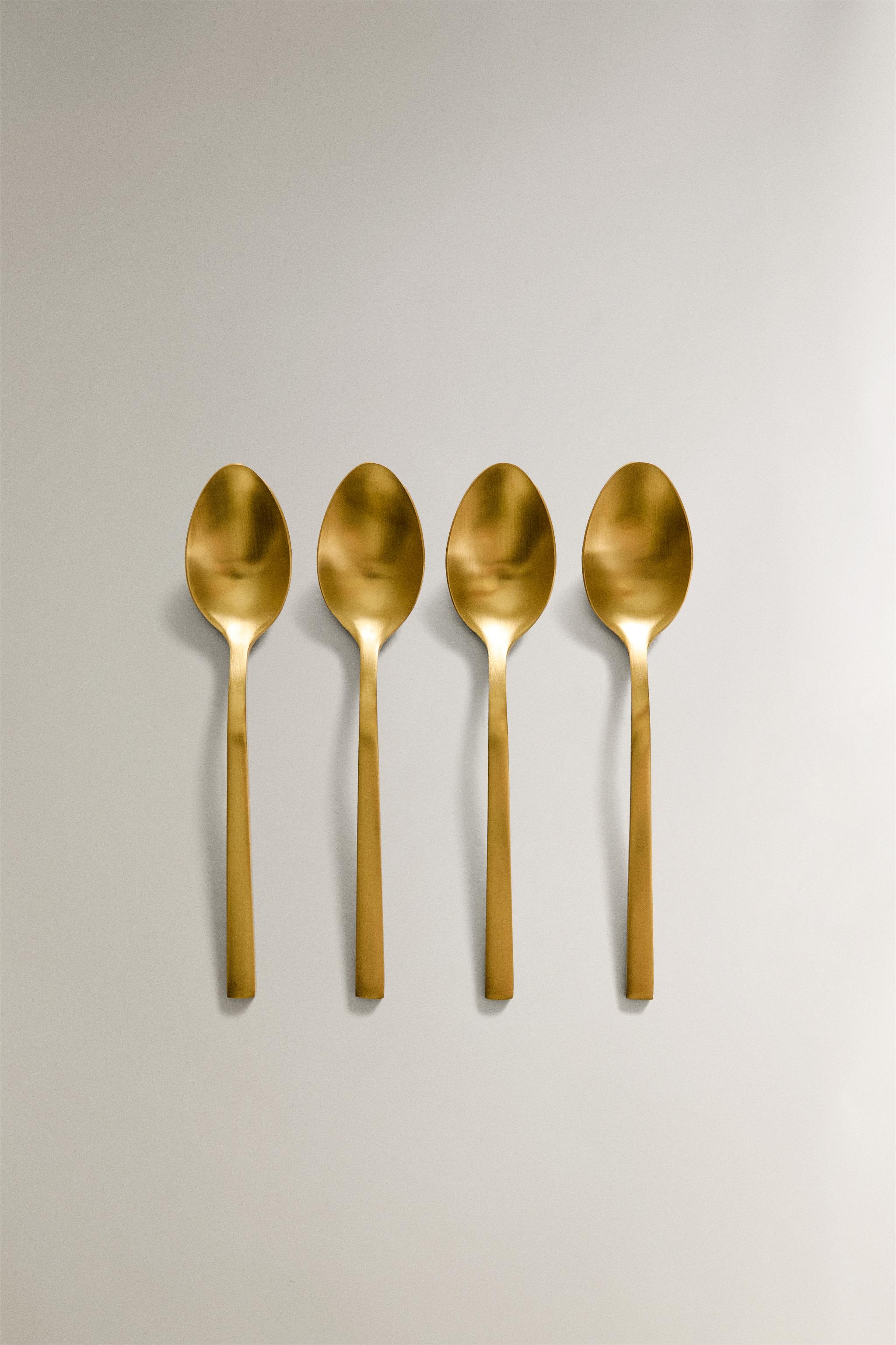 SET OF GOLD STEEL DESSERT SPOONS (SET OF 4)