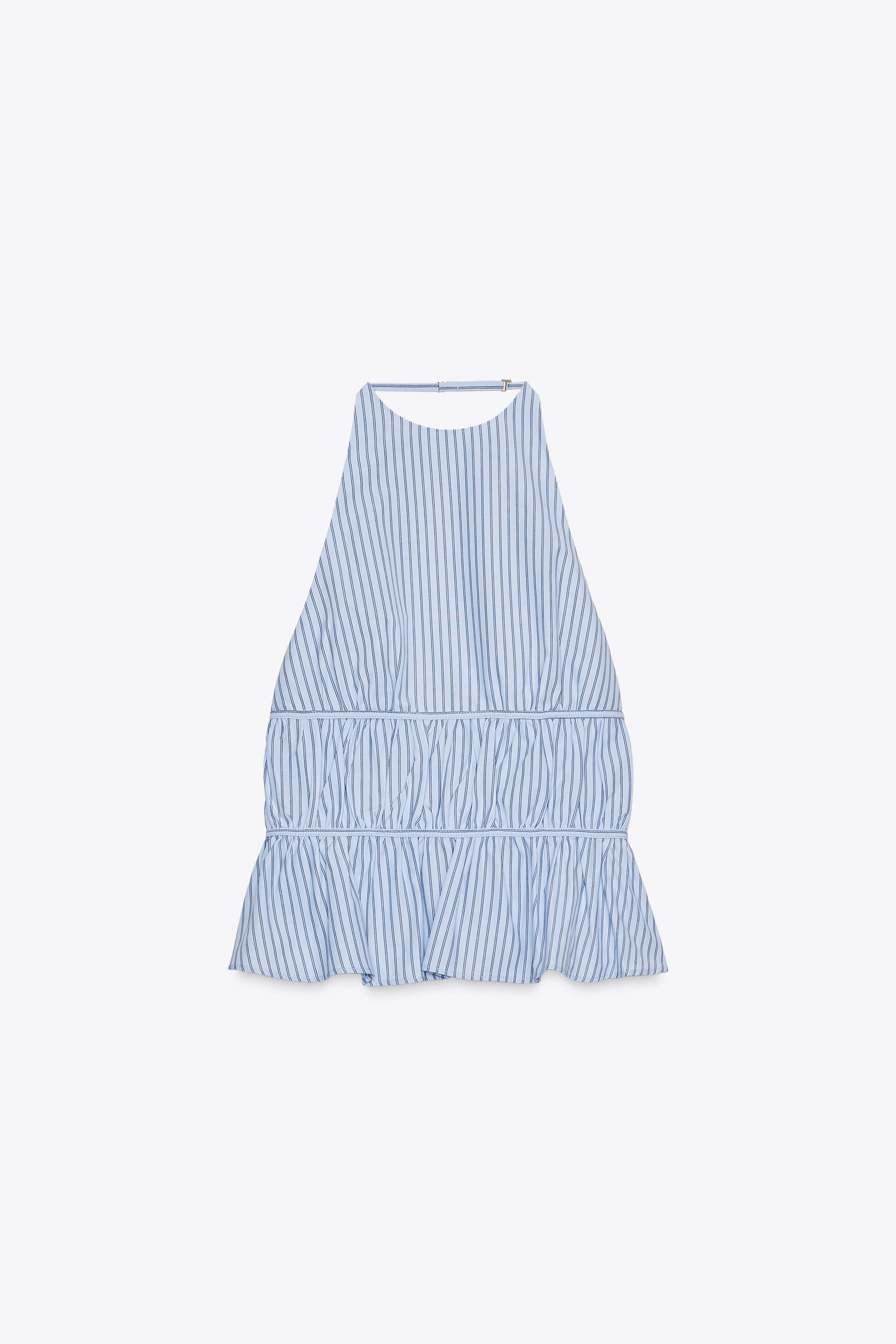 STRIPED POPLIN HALTER TOP
