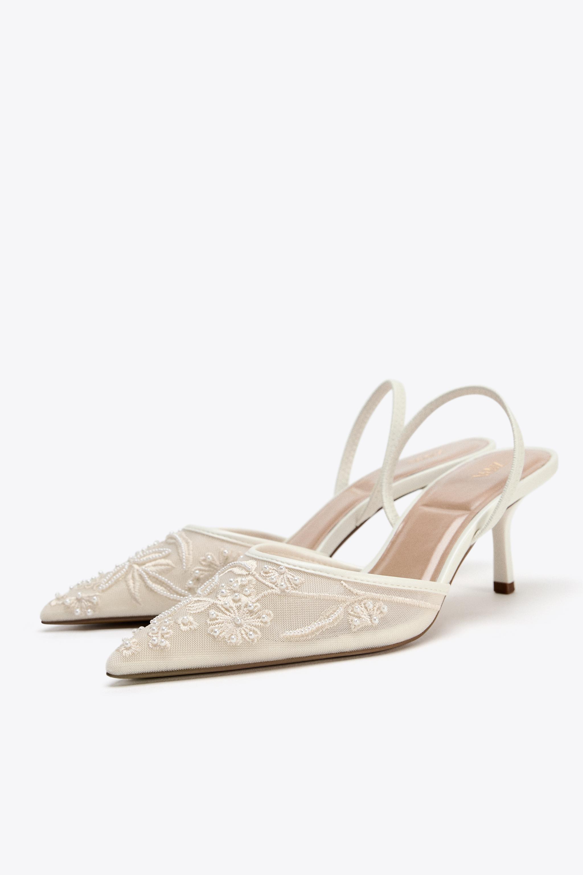 EMBROIDERED MESH SLINGBACKS