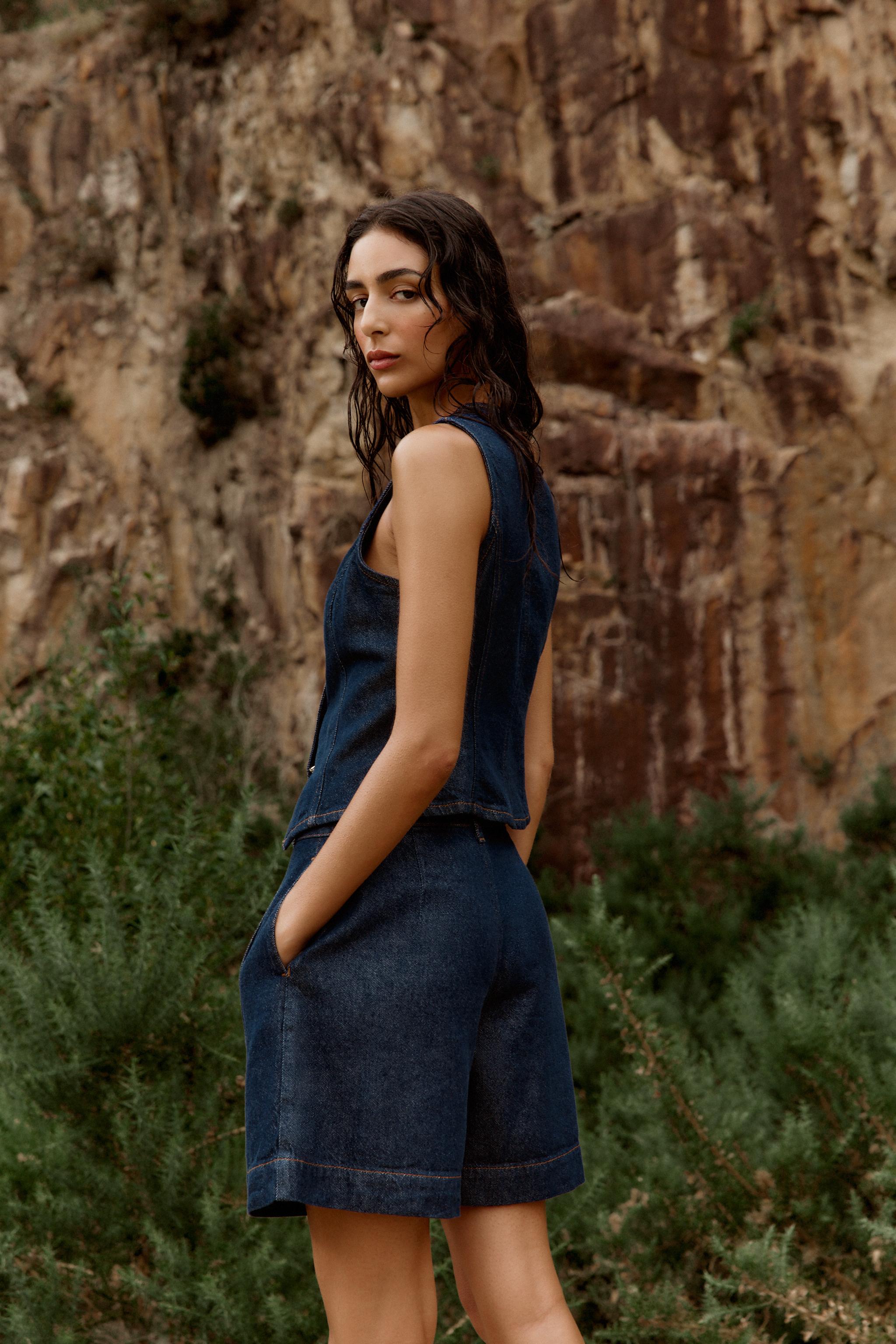 Z1975 DENIM PLEATED SHORTS WITH BELT