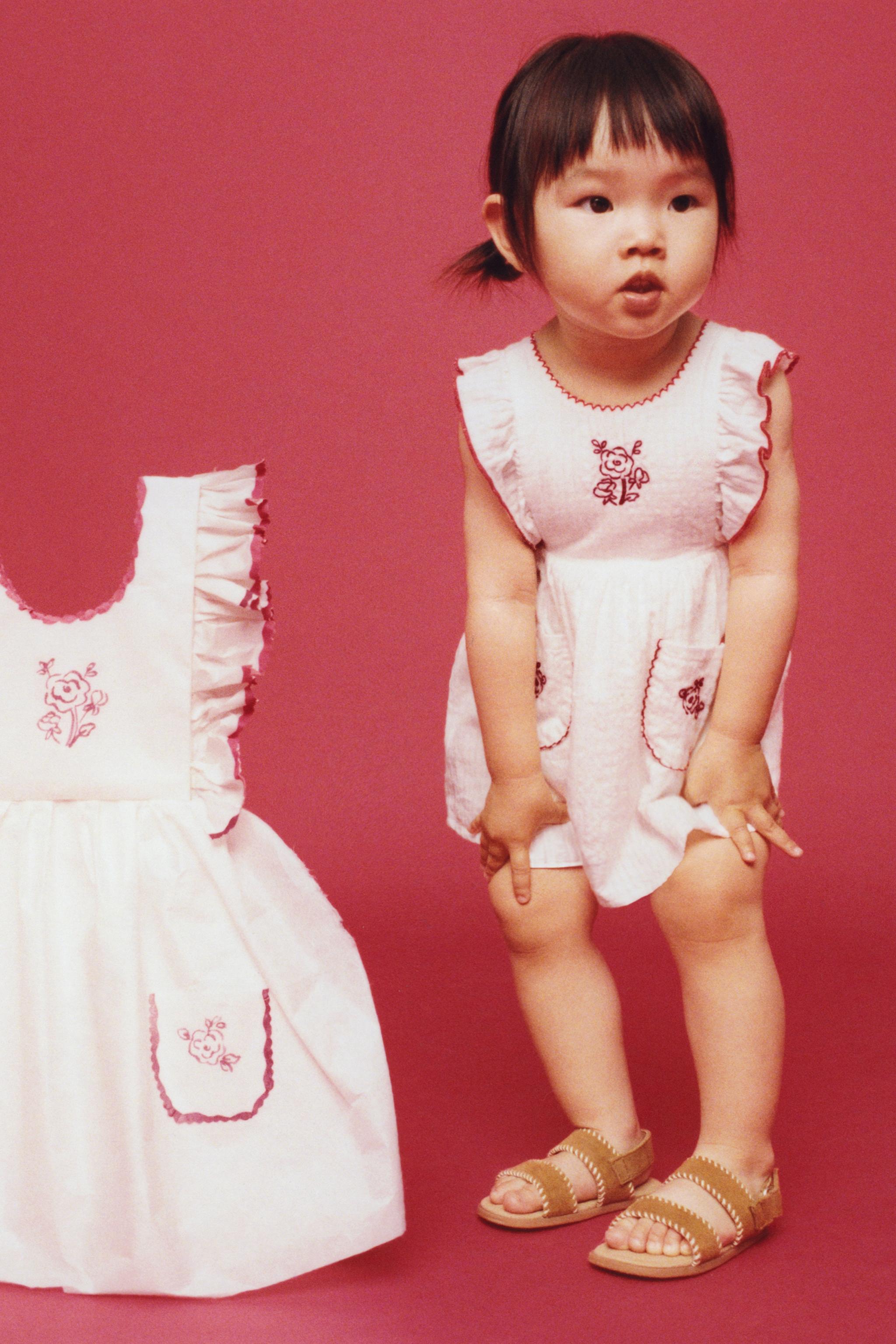 RUSTIC EMBROIDERED FLORAL DRESS AND PANTIES