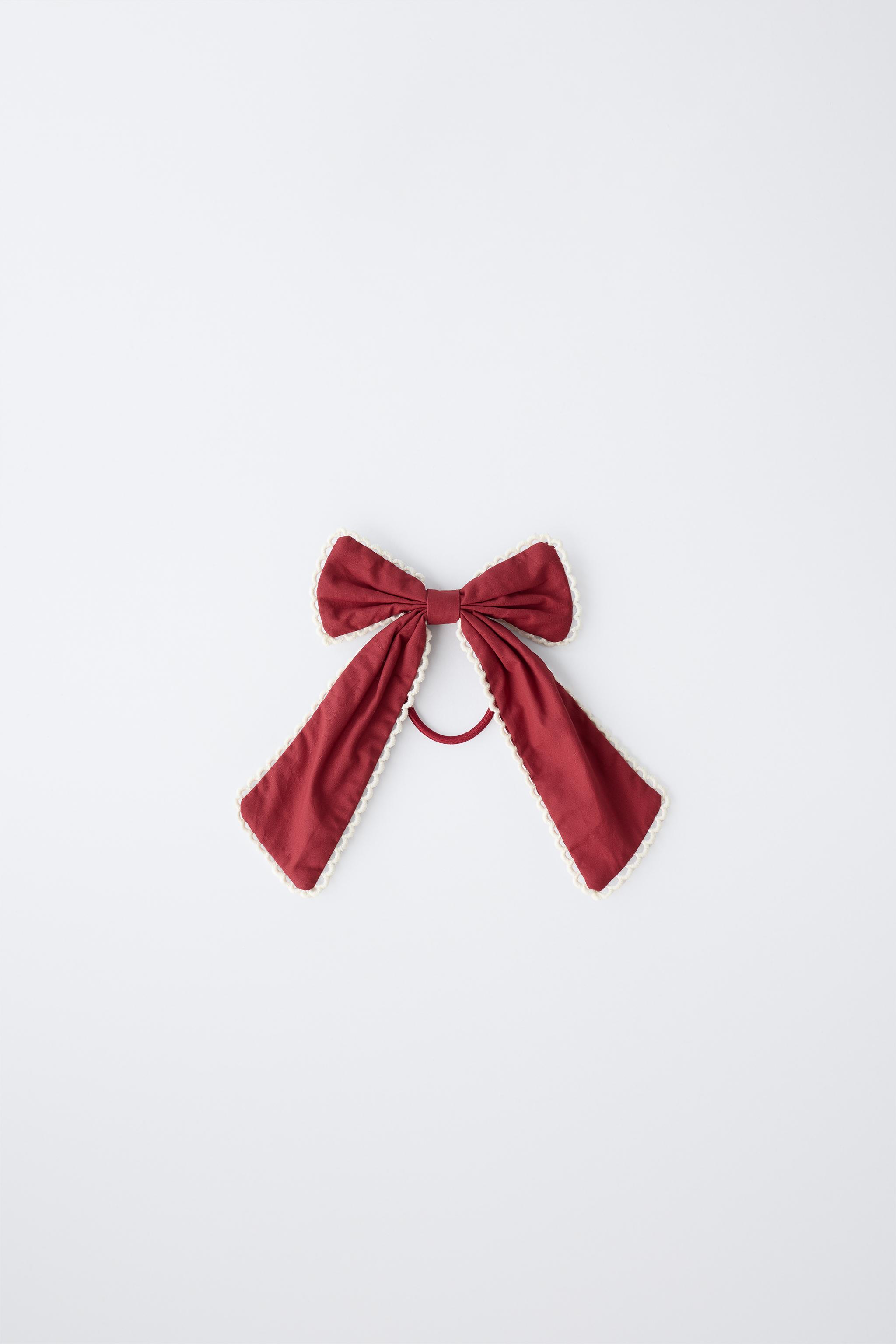 CONTRAST TRIM BOW HAIR TIE