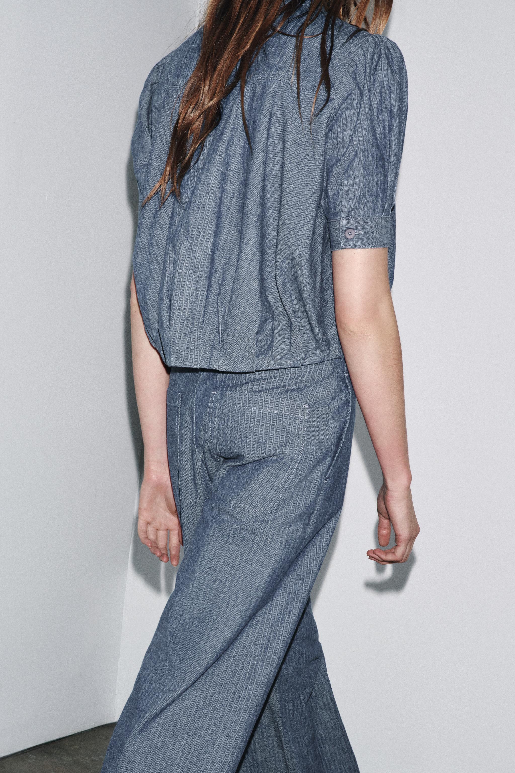 ZW COLLECTION PLEATED DENIM SHIRT