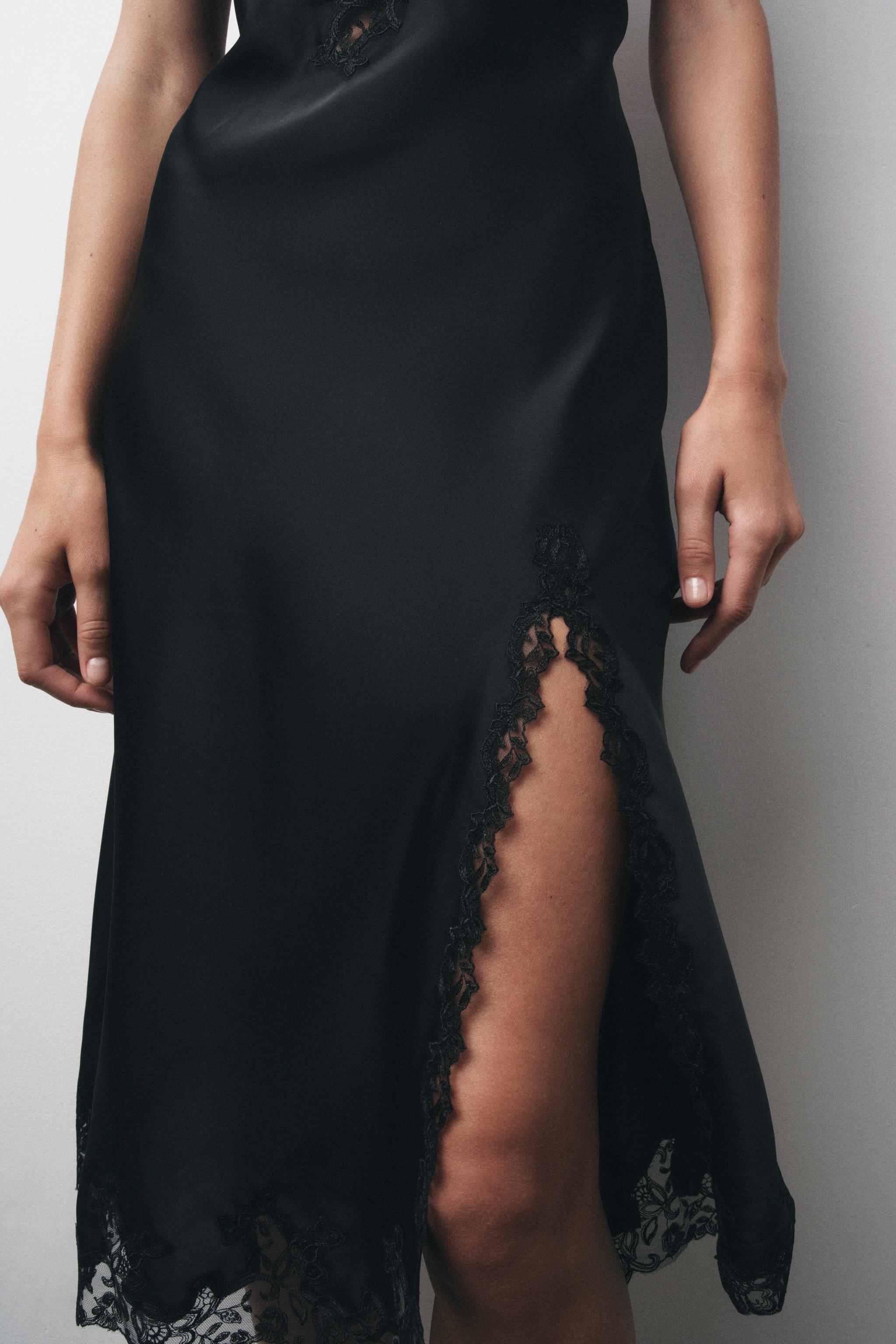 SATIN EMBROIDERED LACE DRESS