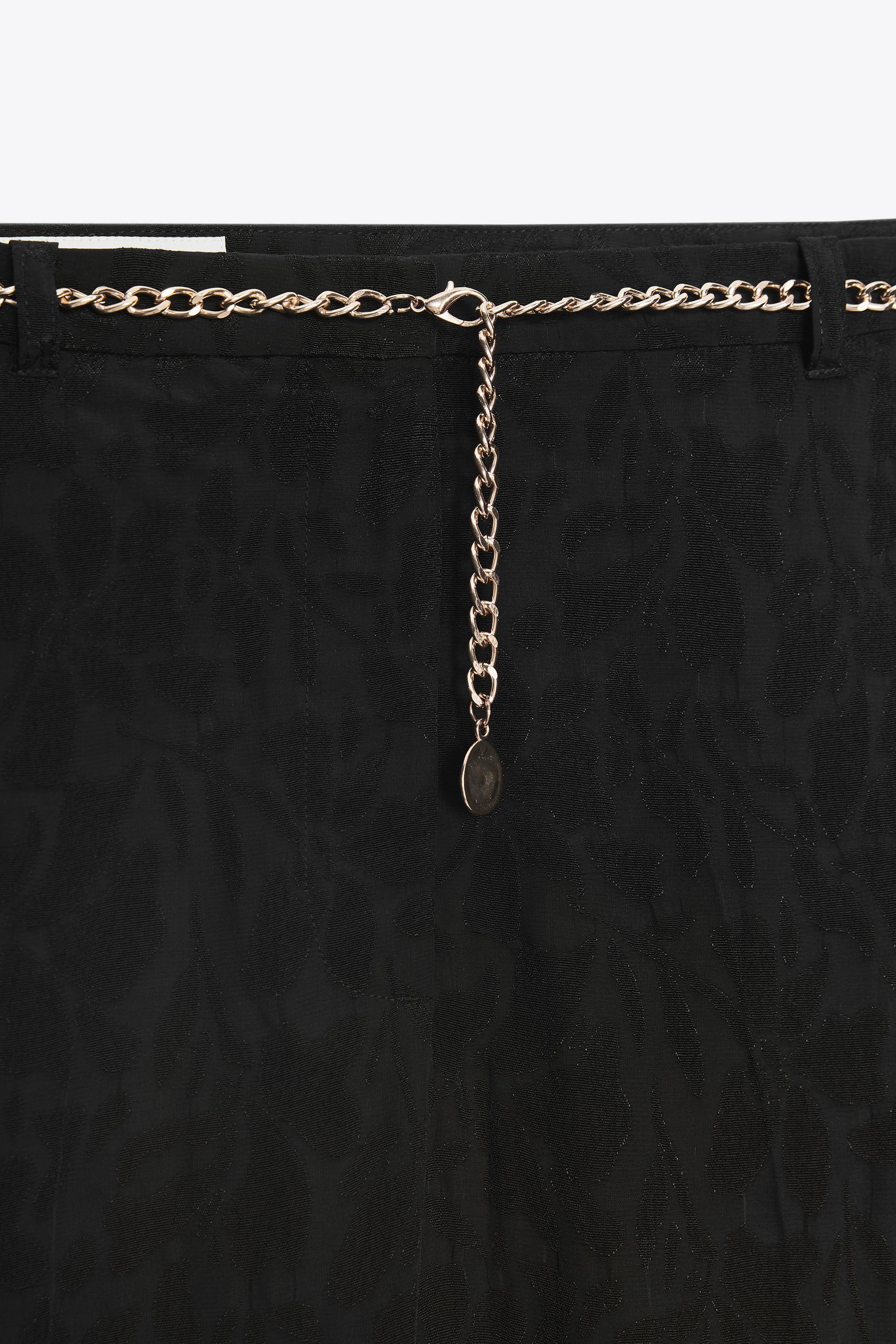 JACQUARD PANTS WITH CHAIN BELT