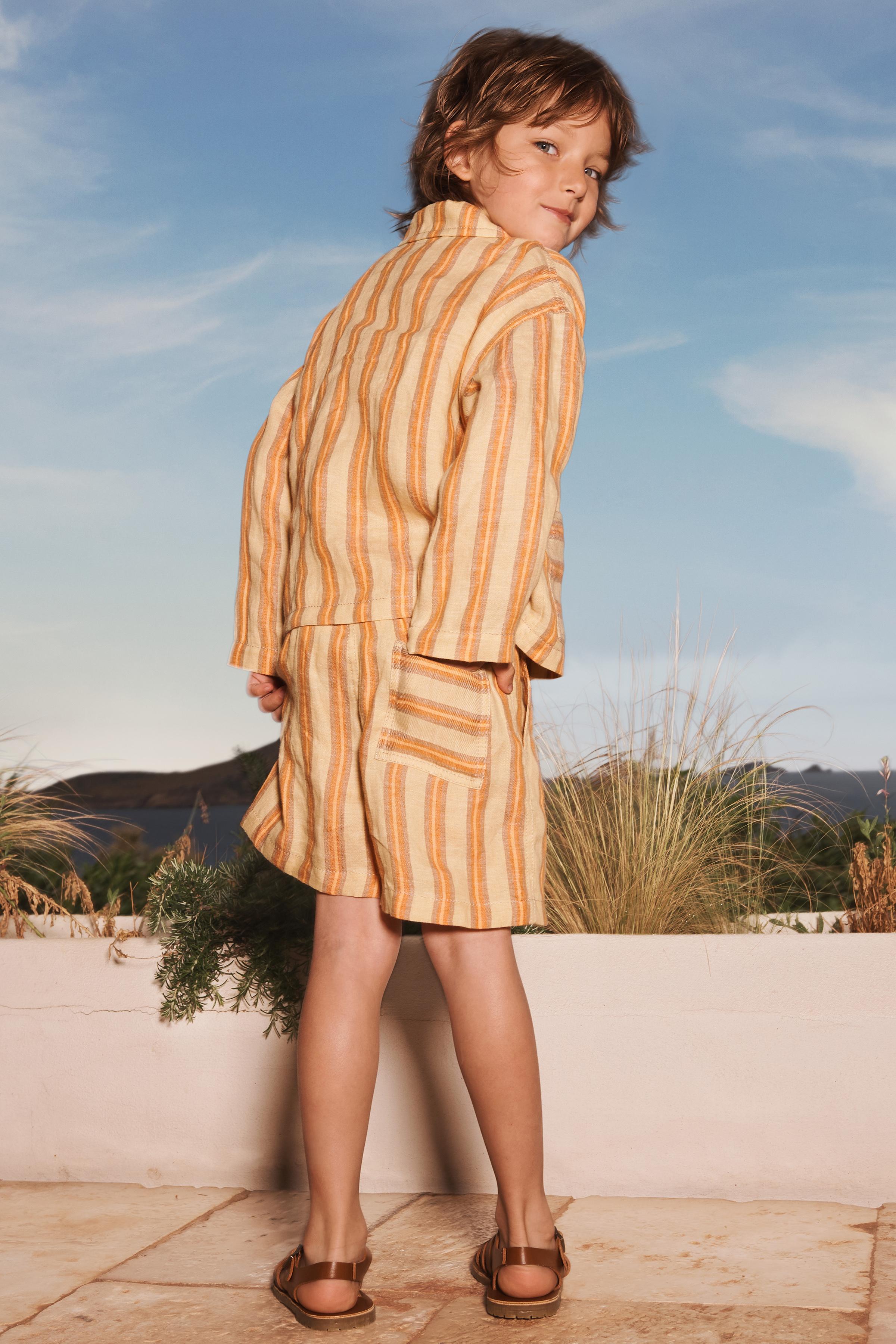 STRIPED 100% LINEN SHORTS LIMITED EDITION